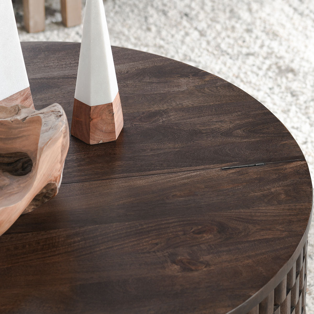 Norwood Bark Brown Round Coffee Table - Ornate Home