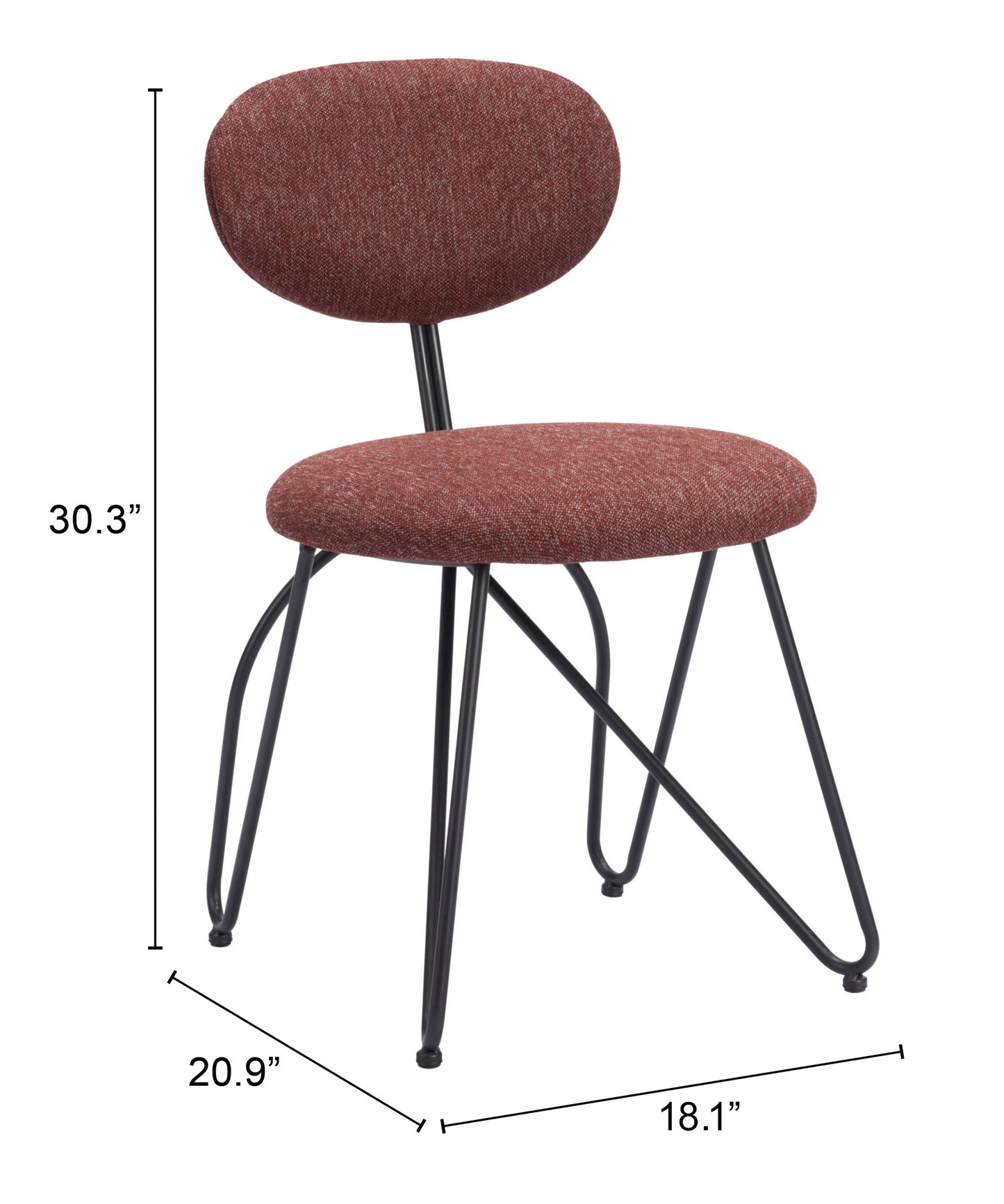 Novi Maroon Brown Dining Chair (Set of 2) - Ornate Home
