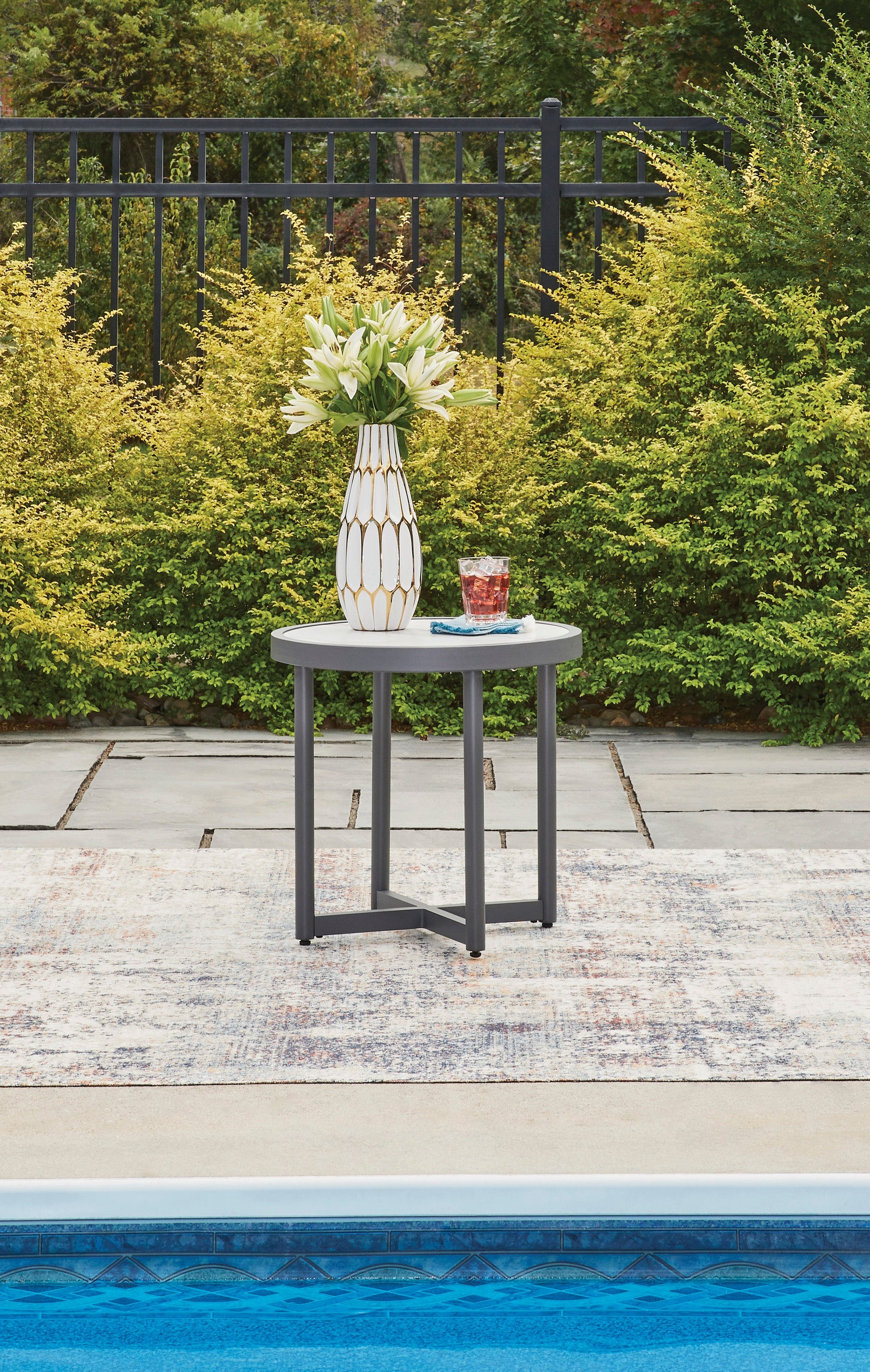Ocean Beach Gray Round End Table- Viva Furn