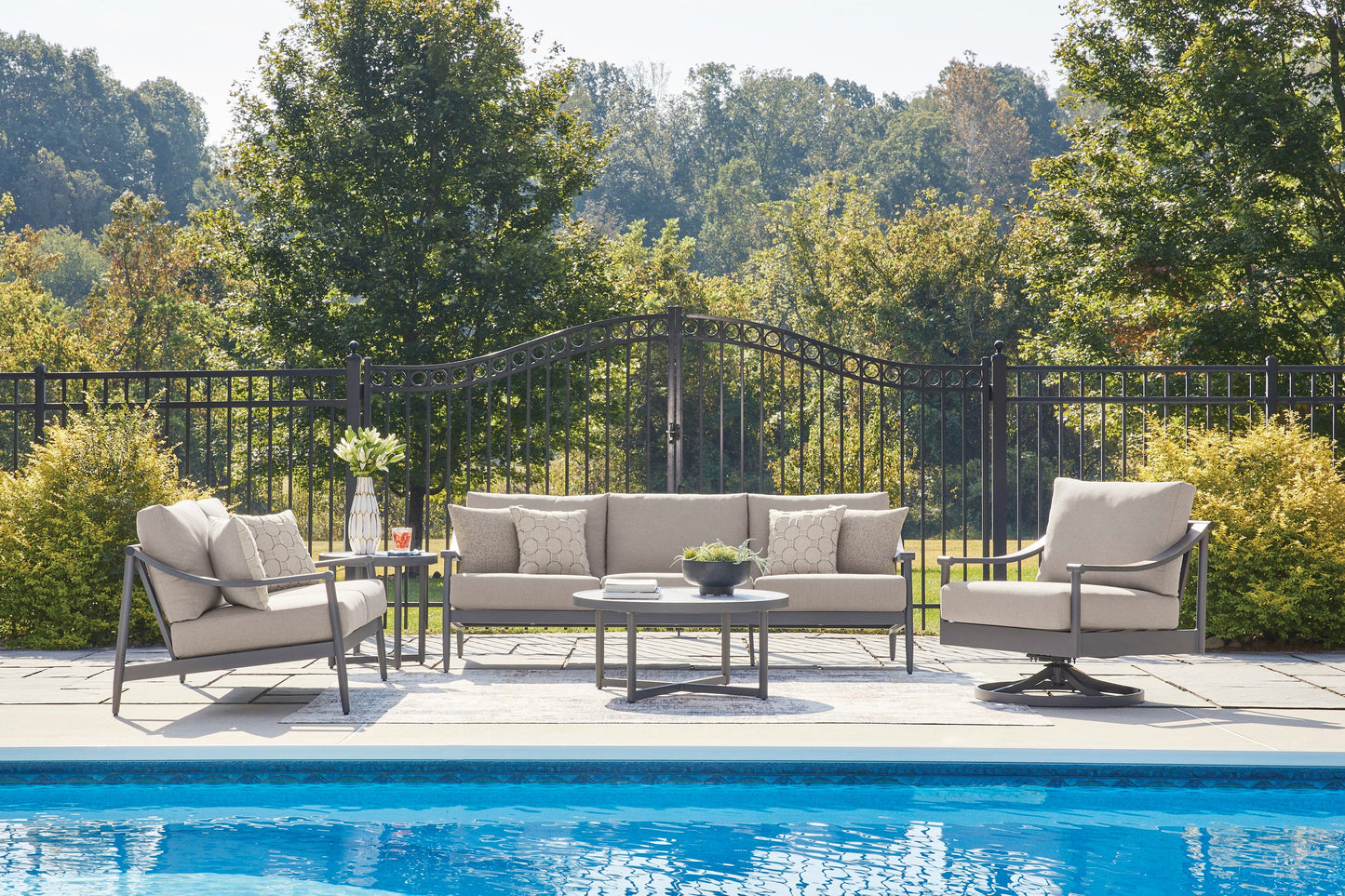 Ocean Beach Gray Sofa with Cushion- Viva Furn