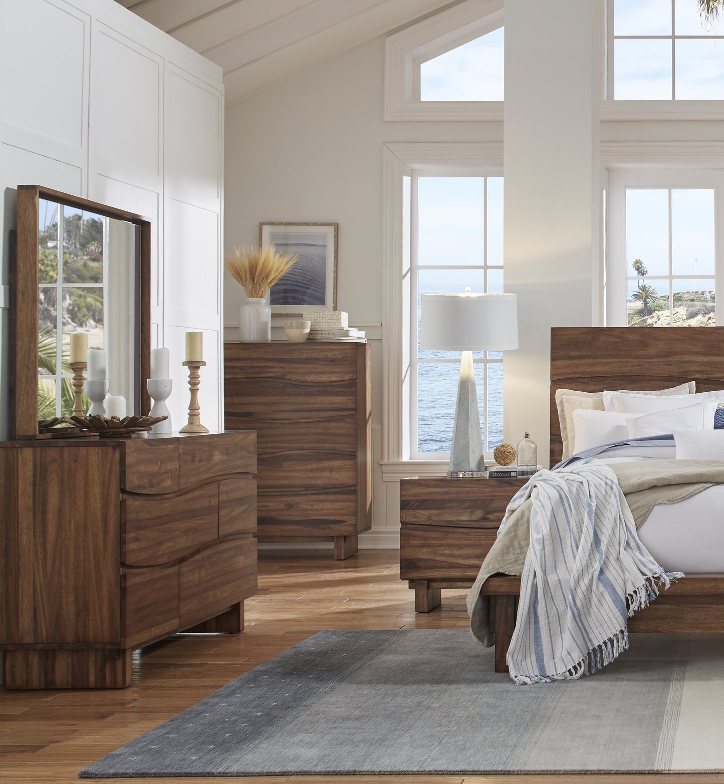 Ocean Five Drawer Solid Wood Chest in Natural Sengon - Ornate Home