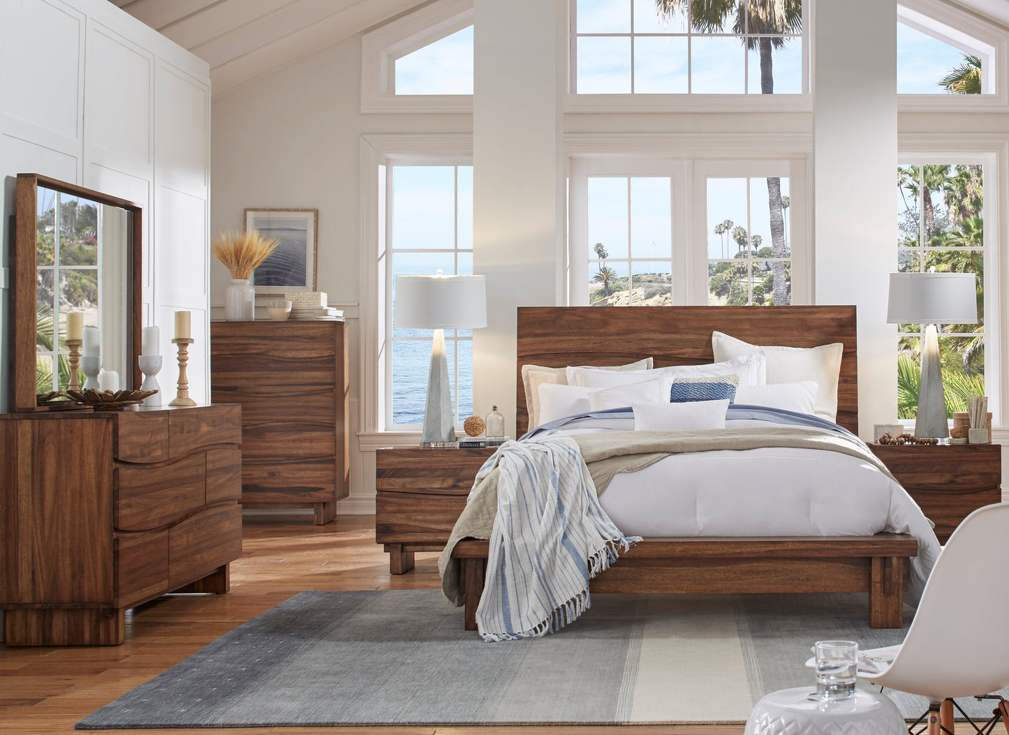 Ocean Two Drawer Solid Wood Nightstand in Natural Sengon - Ornate Home