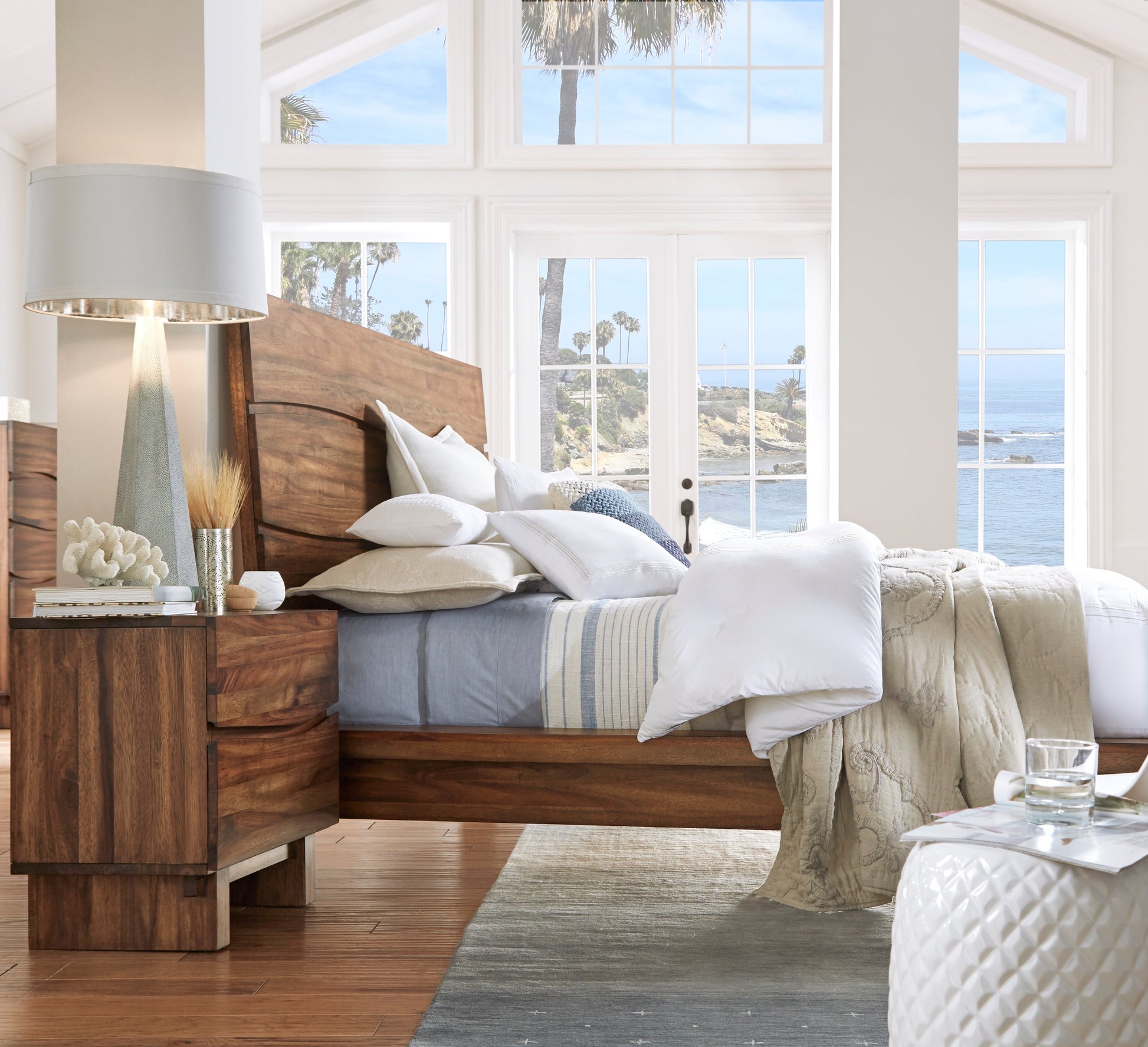 Ocean Two Drawer Solid Wood Nightstand in Natural Sengon - Ornate Home