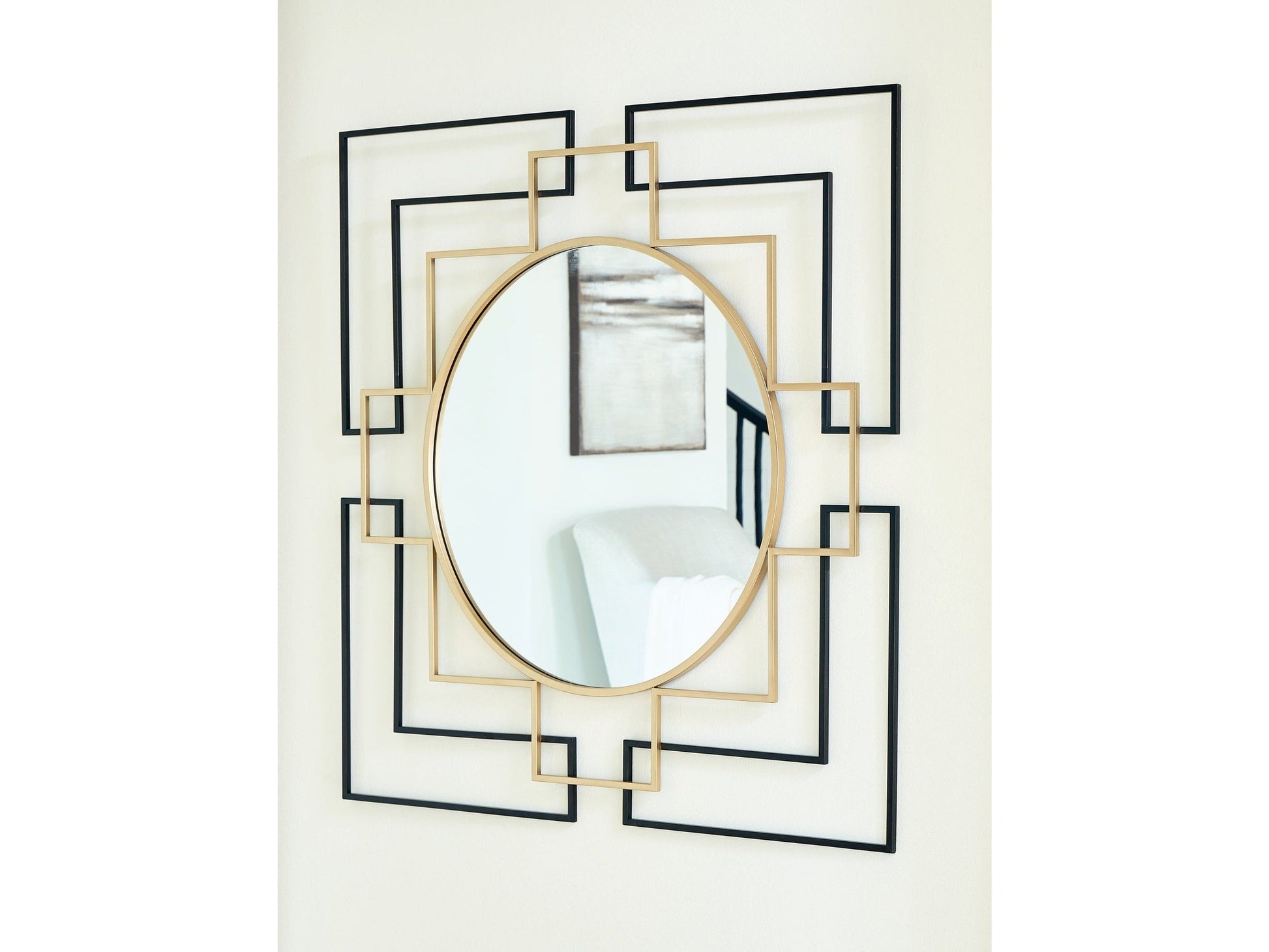 Oceanal Black/Gold Finish Accent Mirror- Viva Furn