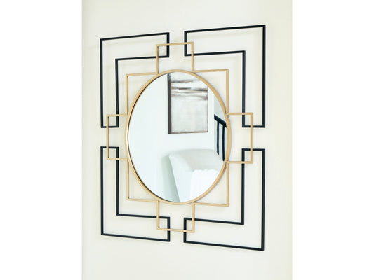 Oceanal Black/Gold Finish Accent Mirror- Viva Furn