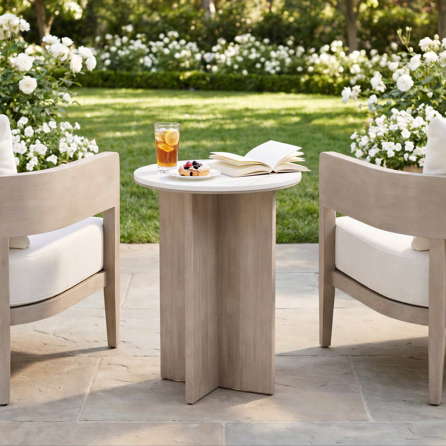 Oceanveil White Outdoor Side Table - Ornate Home