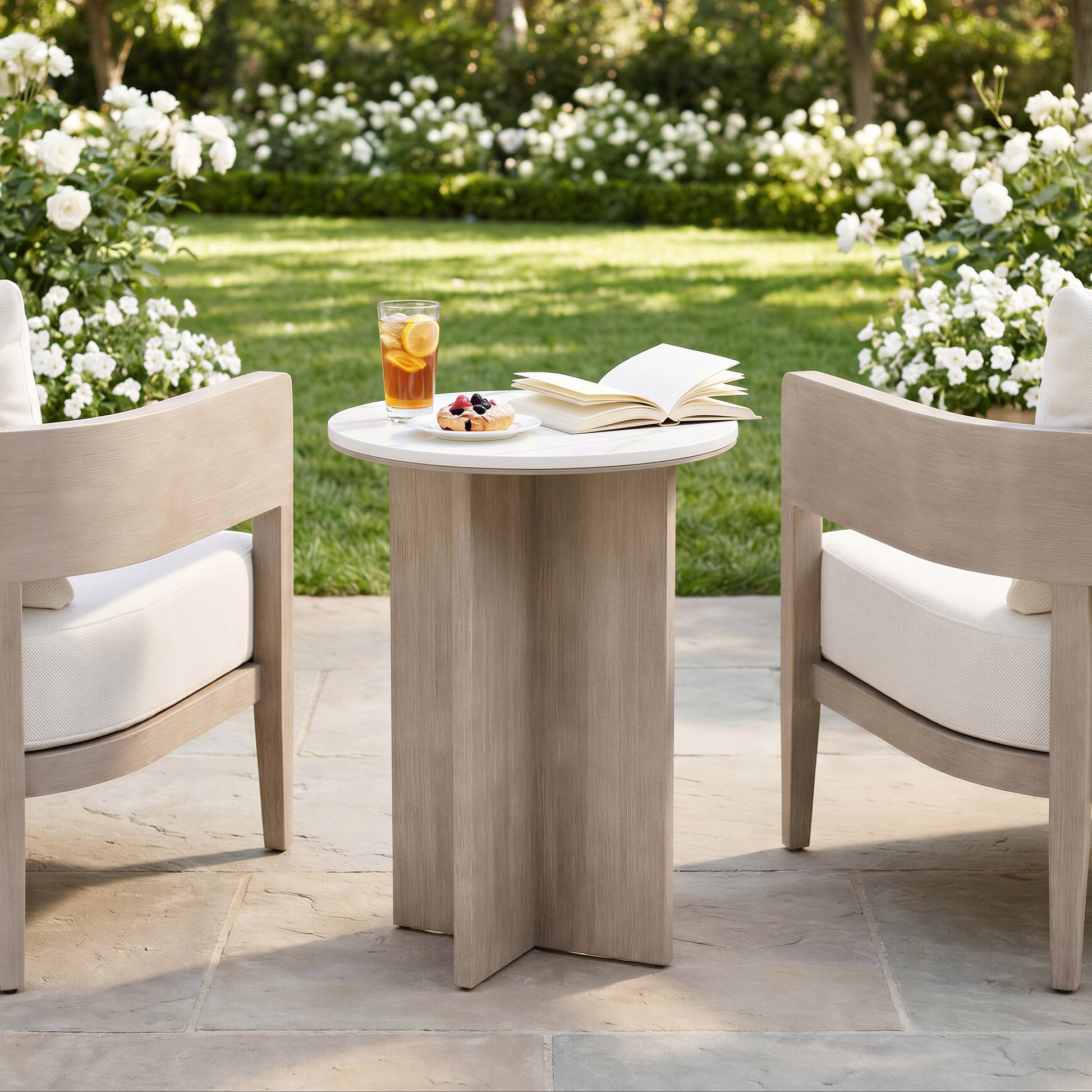 Oceanveil White Outdoor Side Table - Ornate Home