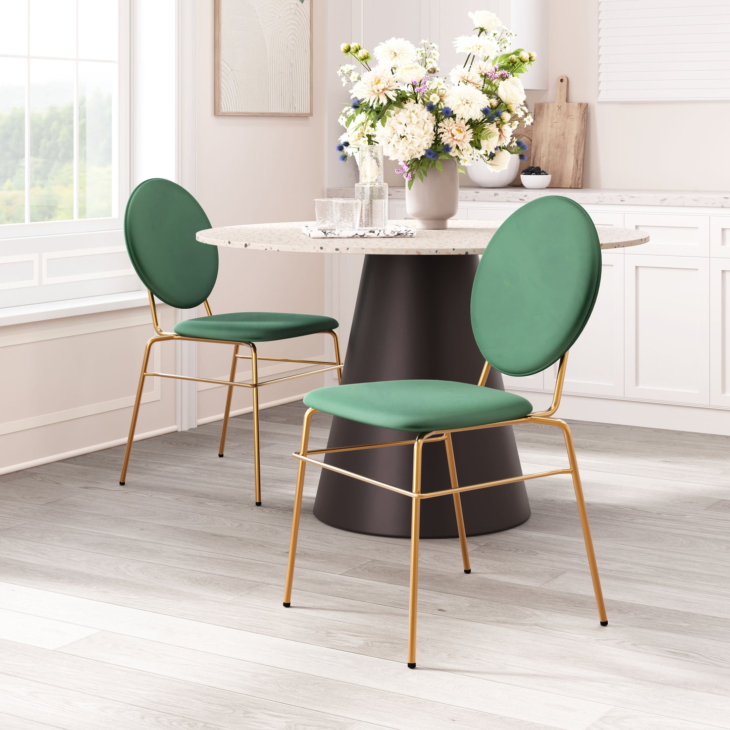 Odessa Green & Gold Dining Chair (Set of 2) - Ornate Home