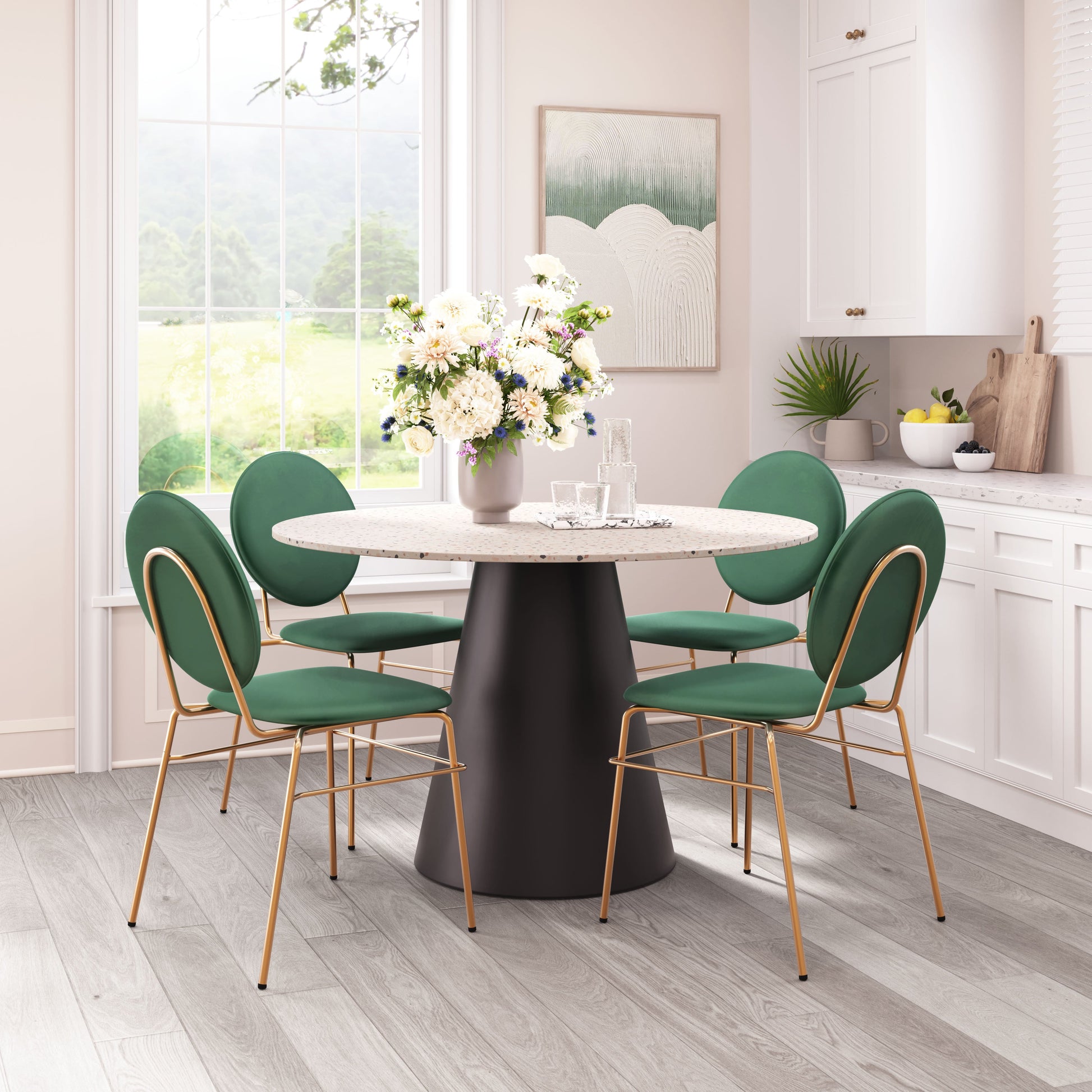 Odessa Green & Gold Dining Chair (Set of 2) - Ornate Home