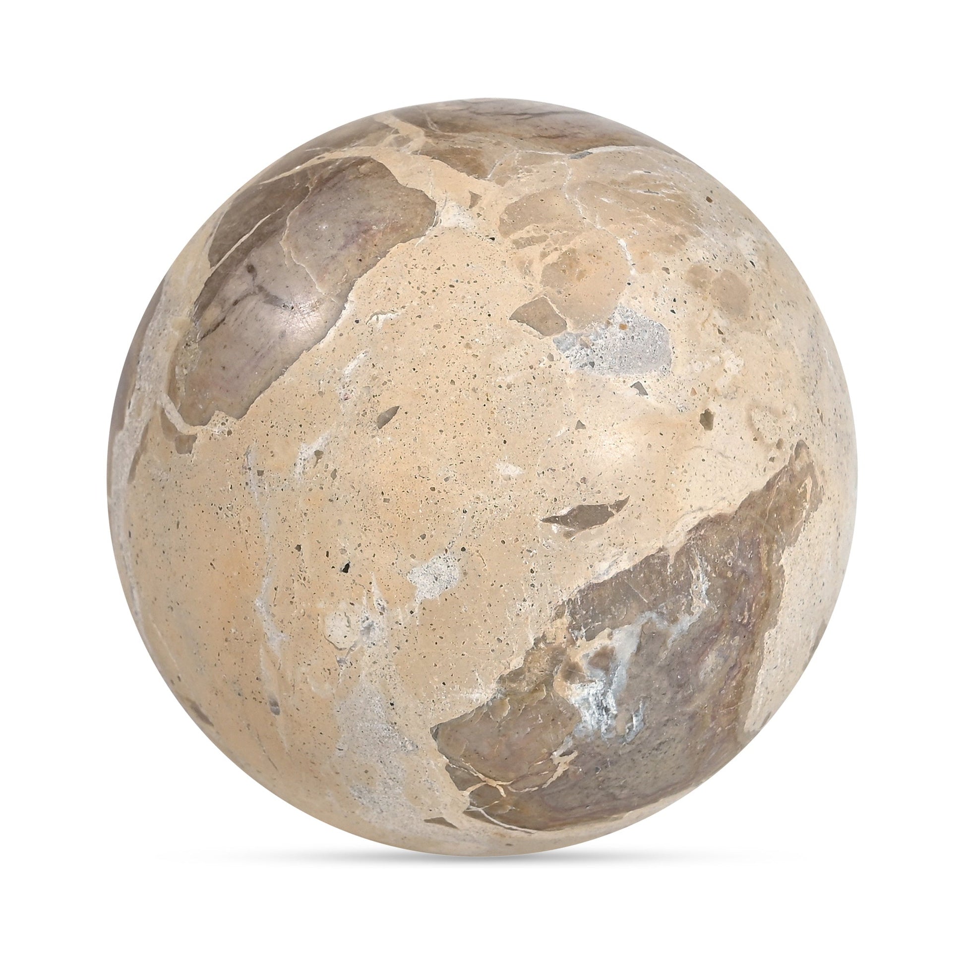 Odessa Tendu Beige Marble Sphere Tabletop Accent - Ornate Home
