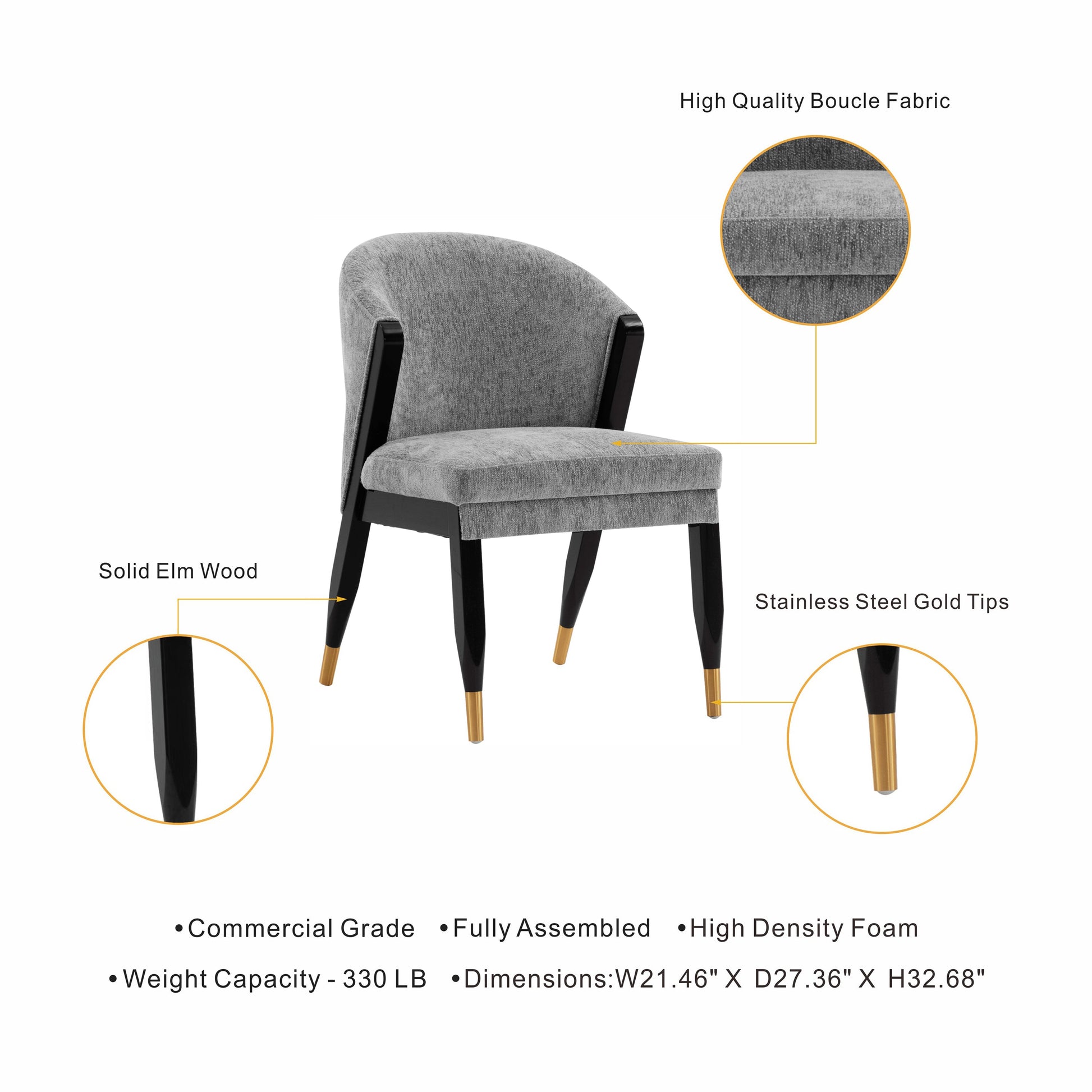Ola Dining Chair in Grey - Ornate Home
