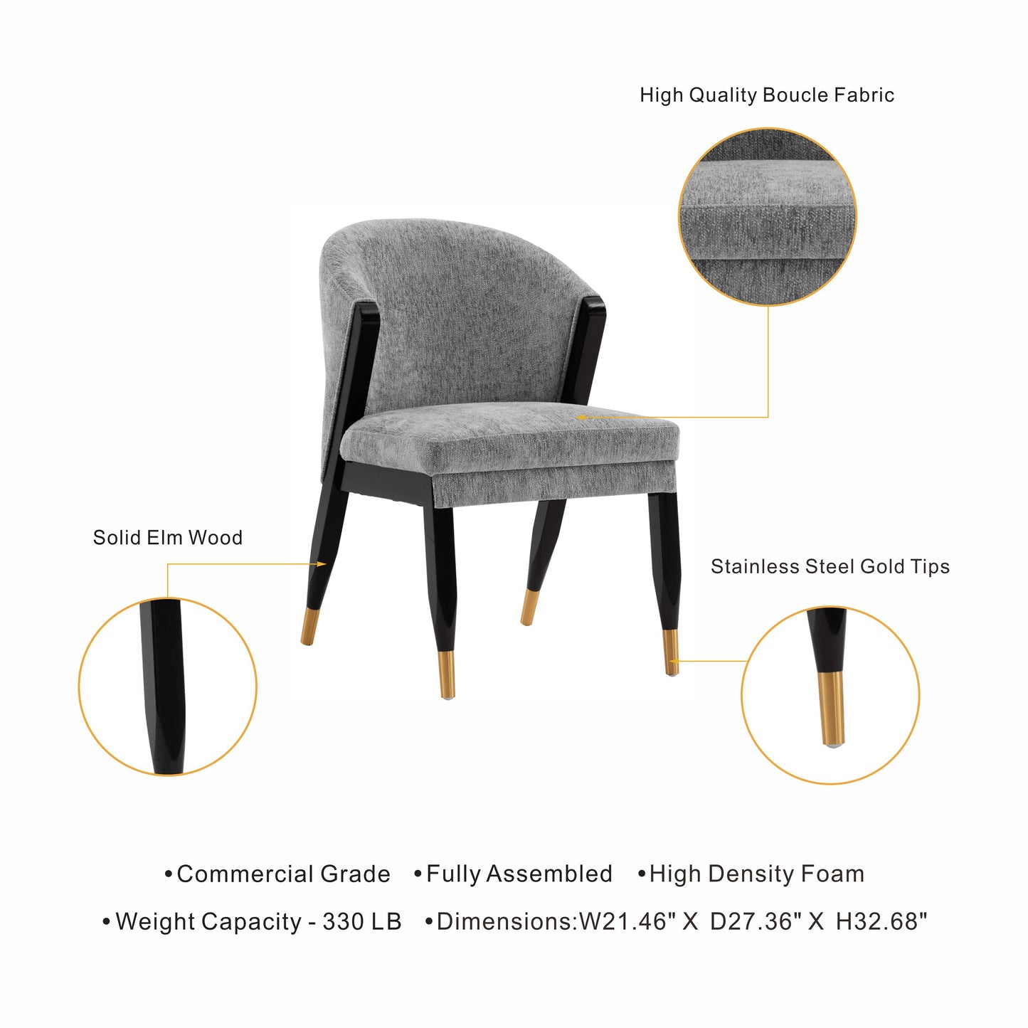 Ola Dining Chair in Grey (set of 2) - Ornate Home