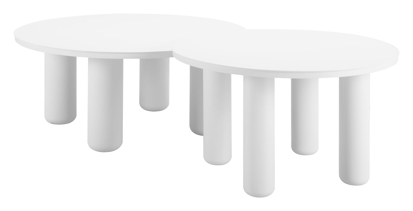 Ola White Outdoor Coffee Table Set (2-Piece) - Ornate Home