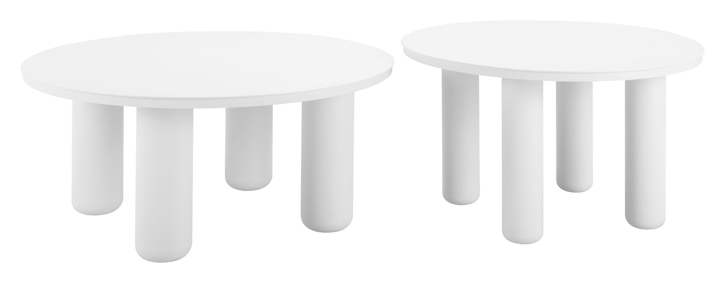 Ola White Outdoor Coffee Table Set (2-Piece) - Ornate Home