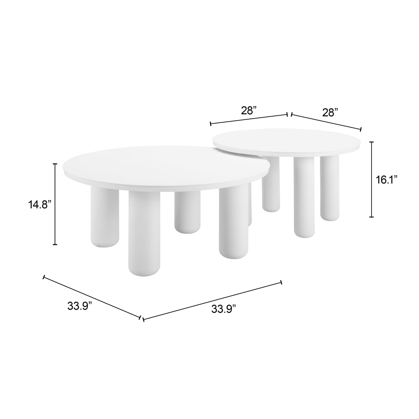 Ola White Outdoor Coffee Table Set (2-Piece) - Ornate Home