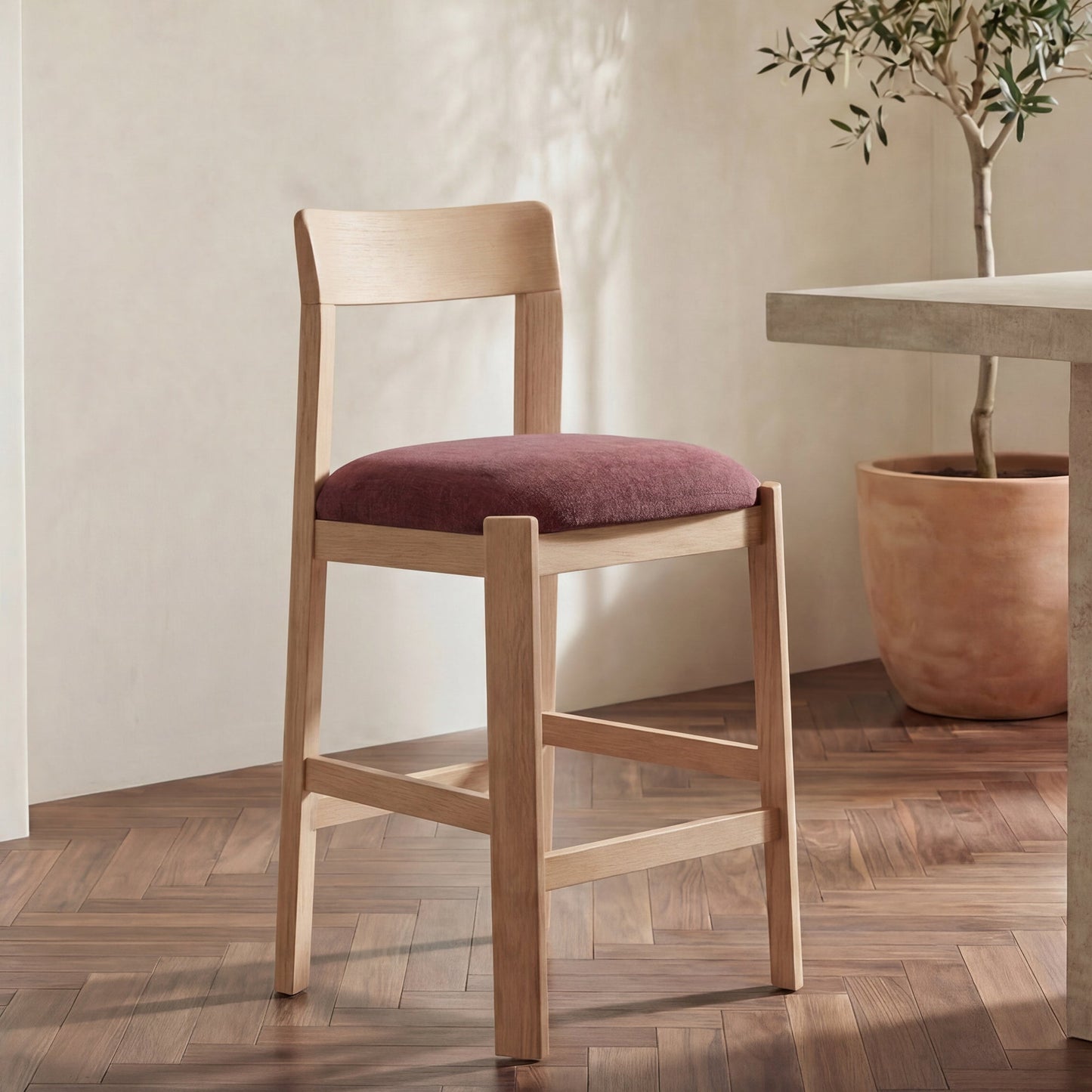 Oli Berry/Natural Counter Stool - Ornate Home