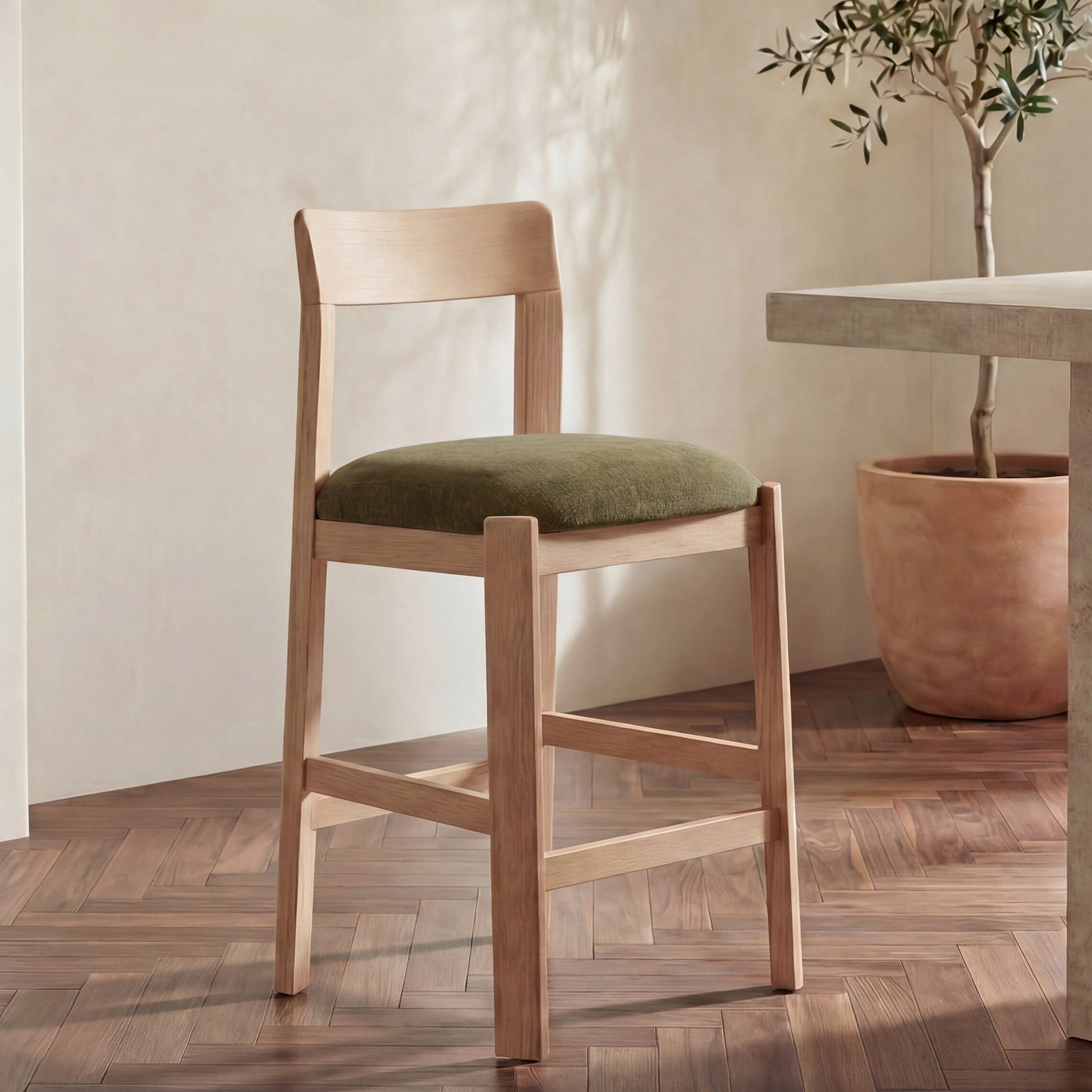 Oli Dark Green/Natural Counter Stool - Ornate Home