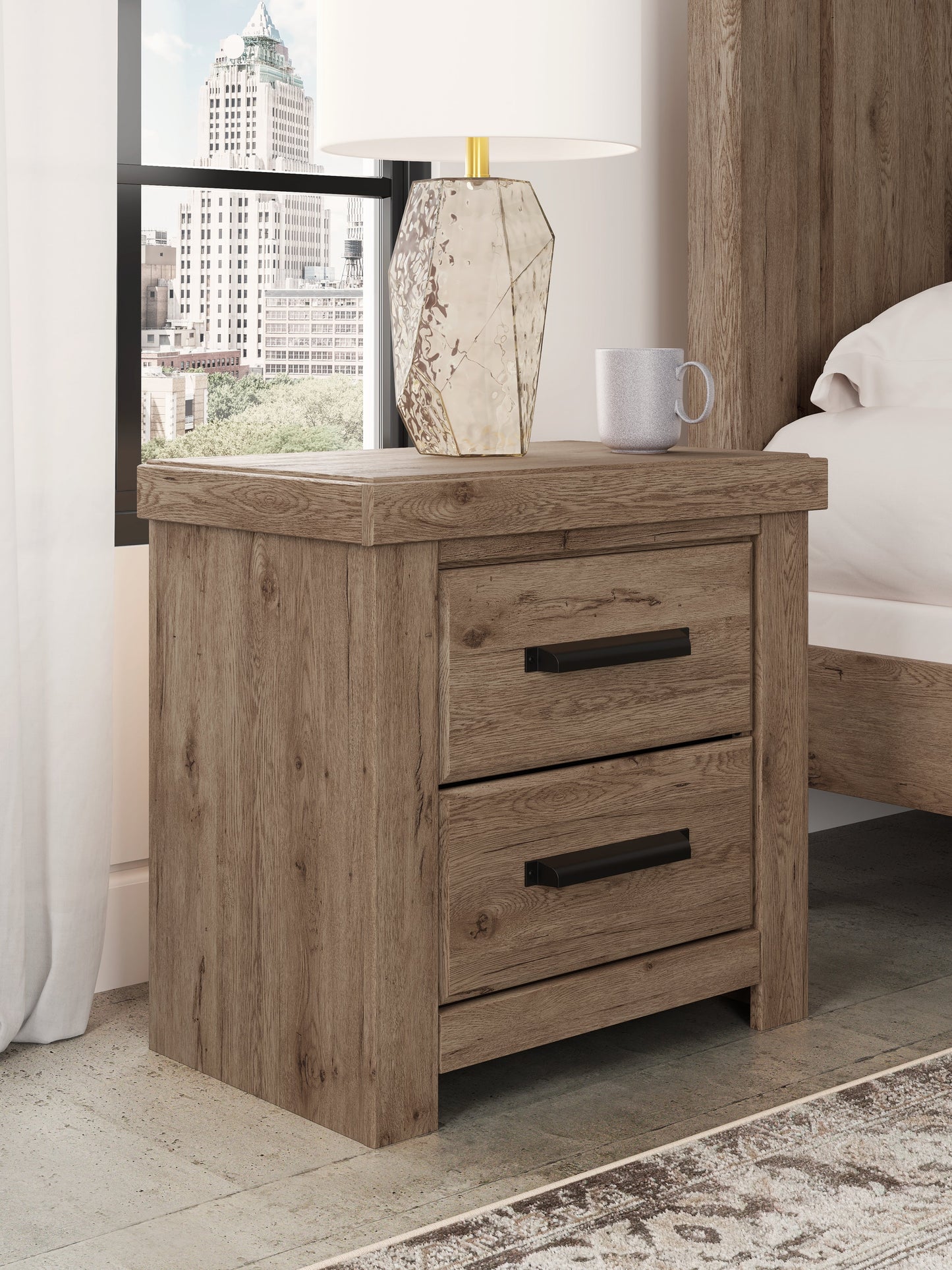 Oliandon Light Brown Nightstand- Viva Furn