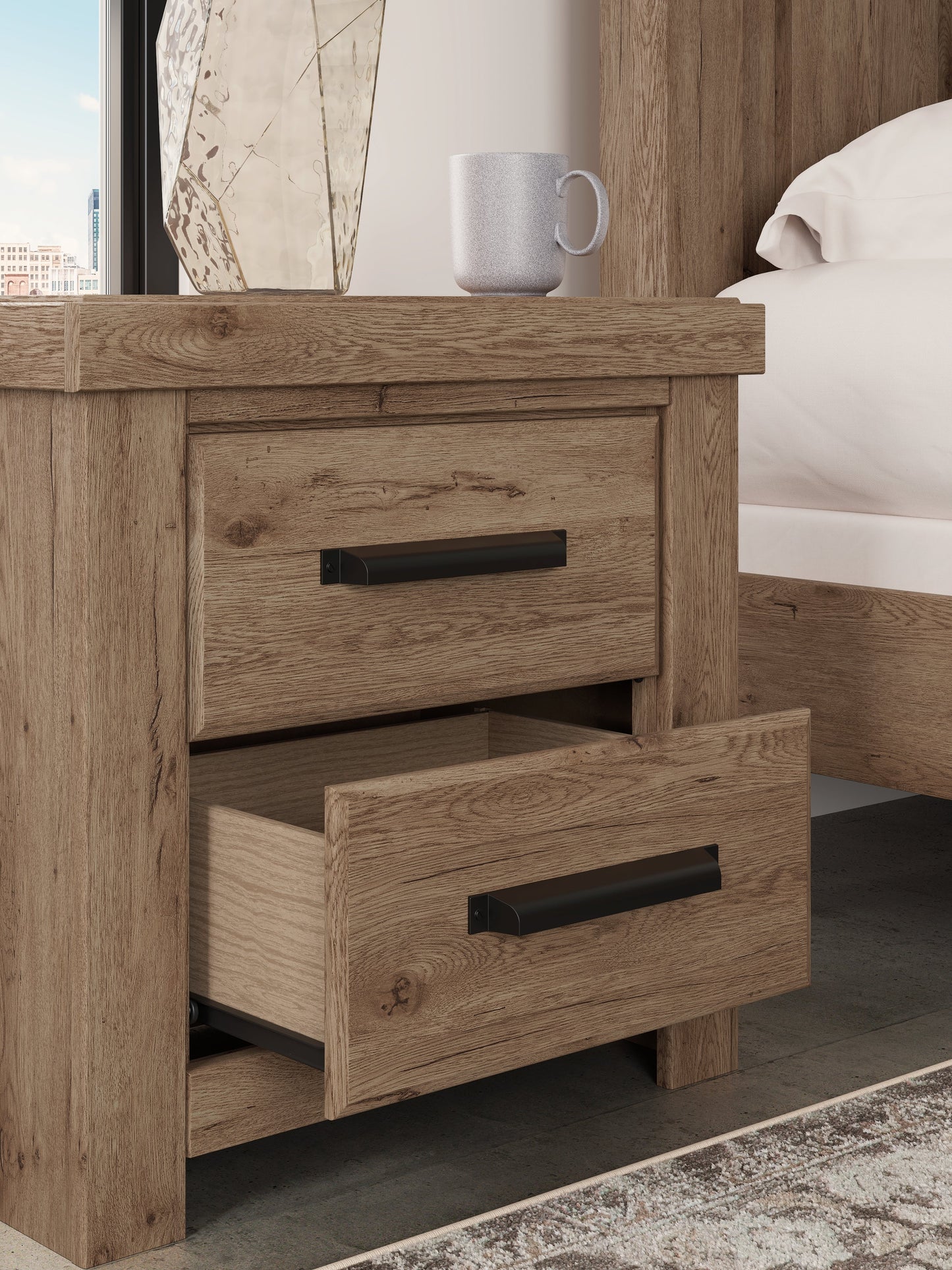 Oliandon Light Brown Nightstand- Viva Furn