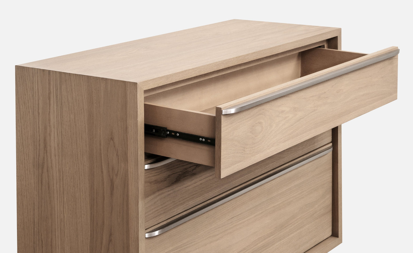 One Coastal Modern Three Drawer USB-charging Nightstand in Bisque - Ornate Home