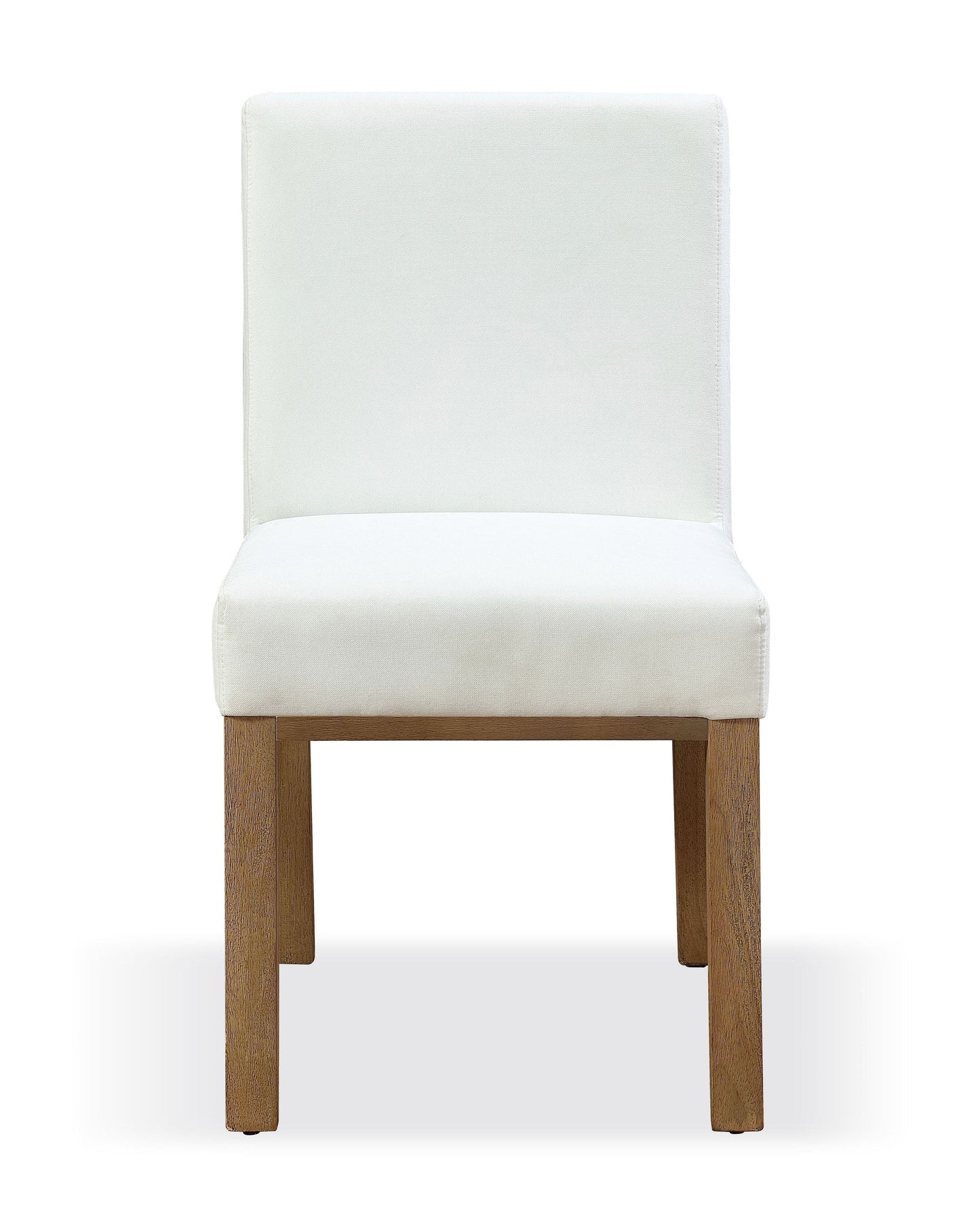 One Modern Coastal Upholstered Dining Side Chair in White Pearl and Bisque (Set of 2) - Ornate Home