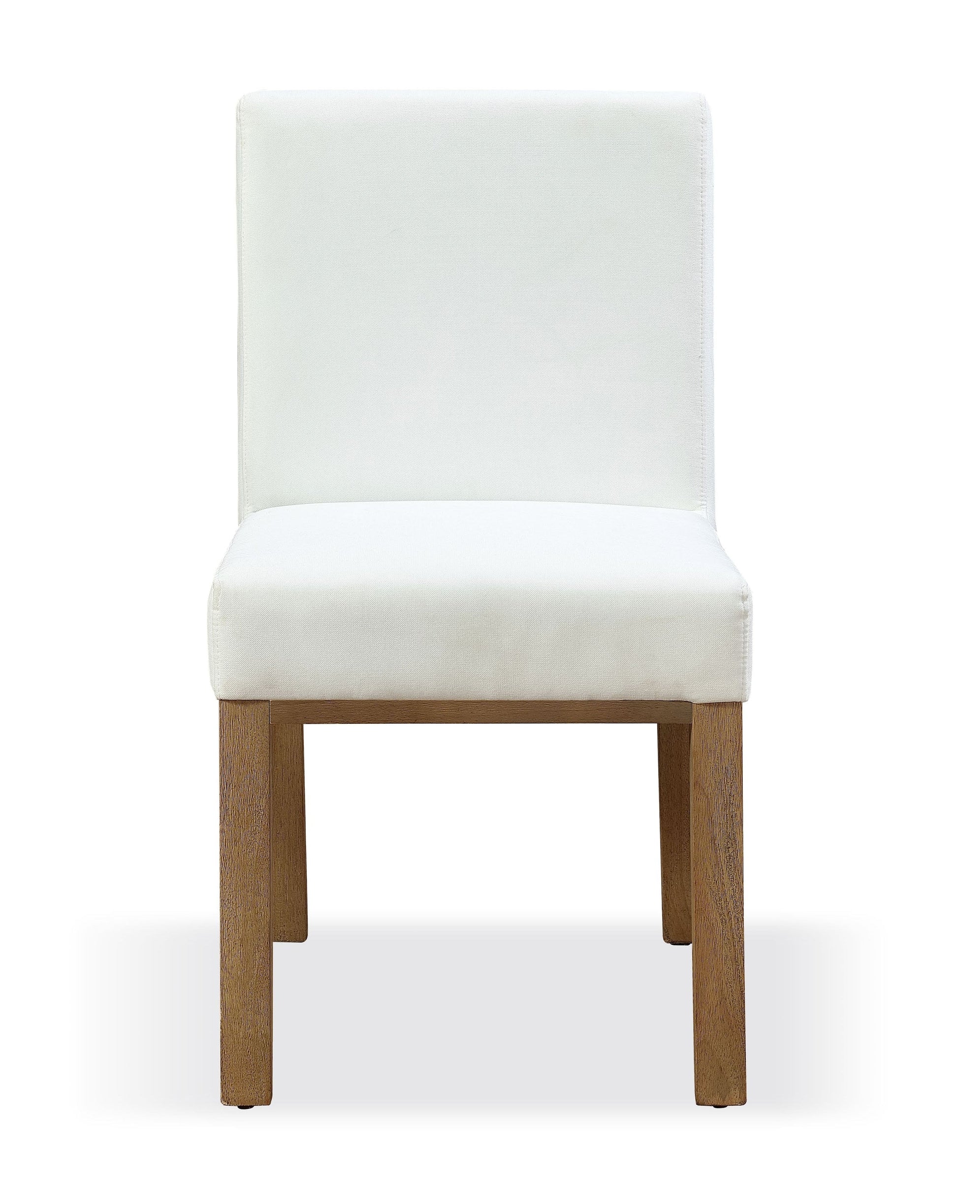 One Modern Coastal Upholstered Dining Side Chair in White Pearl and Bisque (Set of 2) - Ornate Home