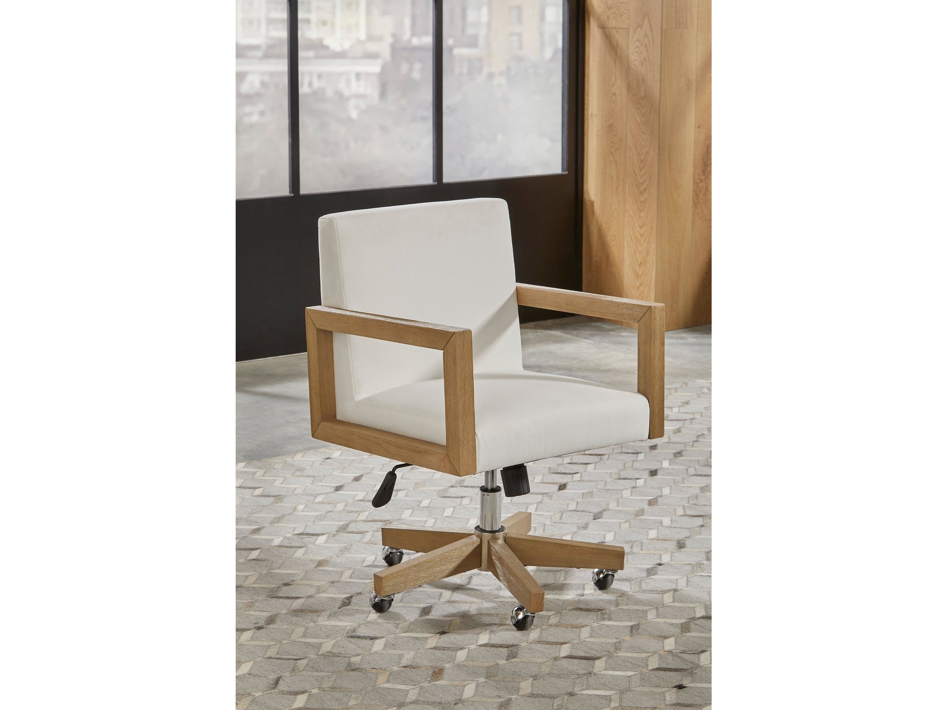 One White/Bisque Wood Frame Home Office Chair - Ornate Home