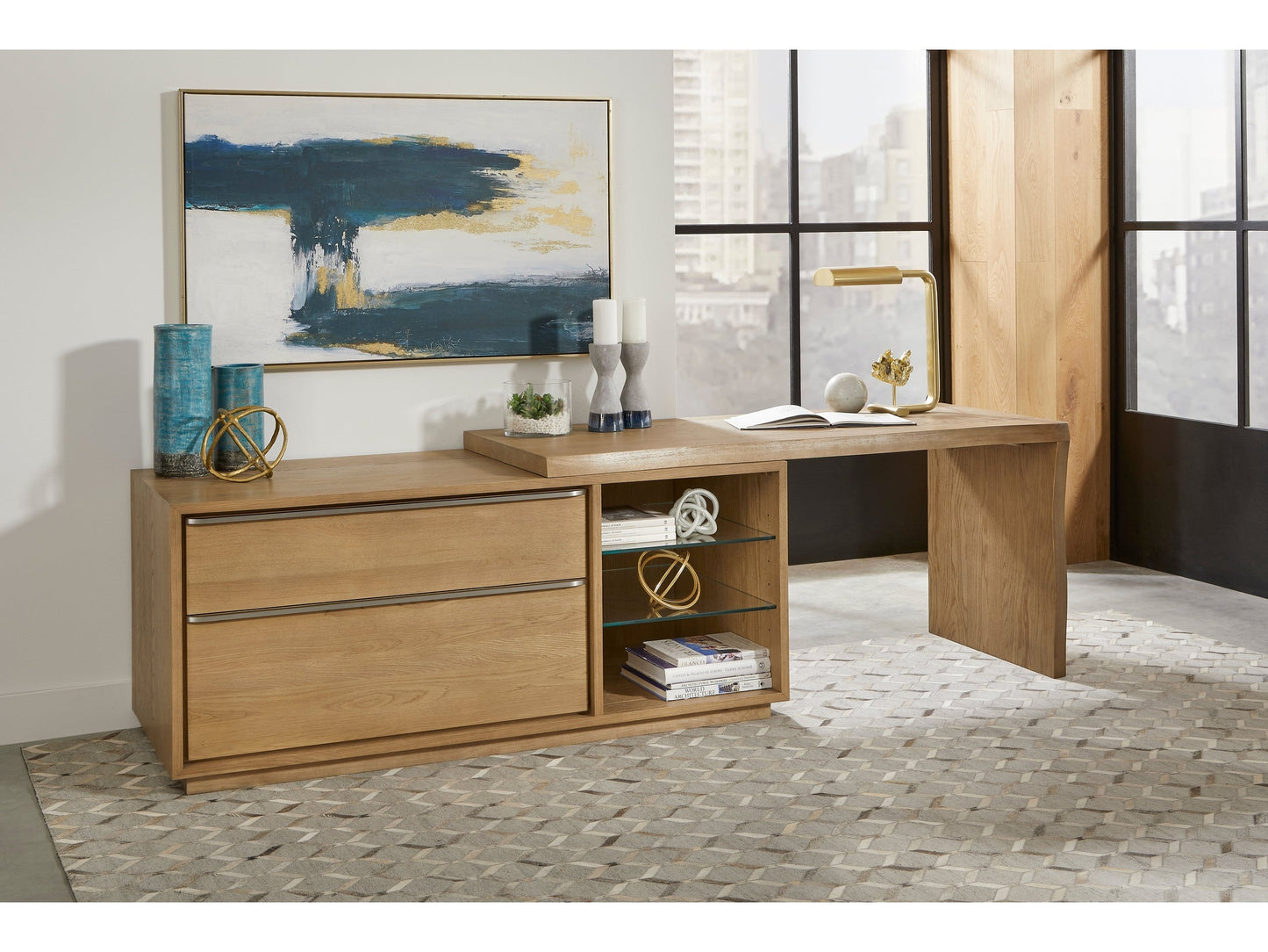 One White Oak/Glass Live Edge Executive Desk - Ornate Home
