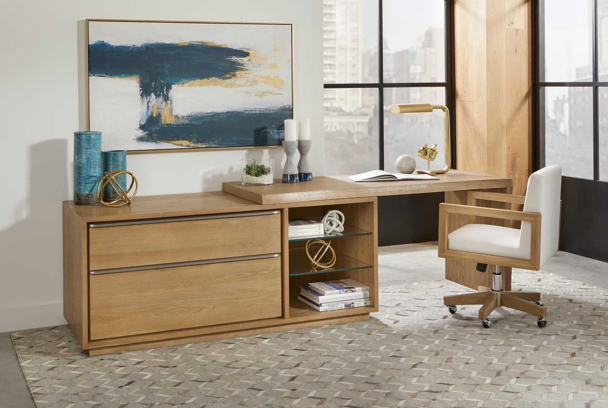 One White Oak/Glass Live Edge Executive Desk - Ornate Home