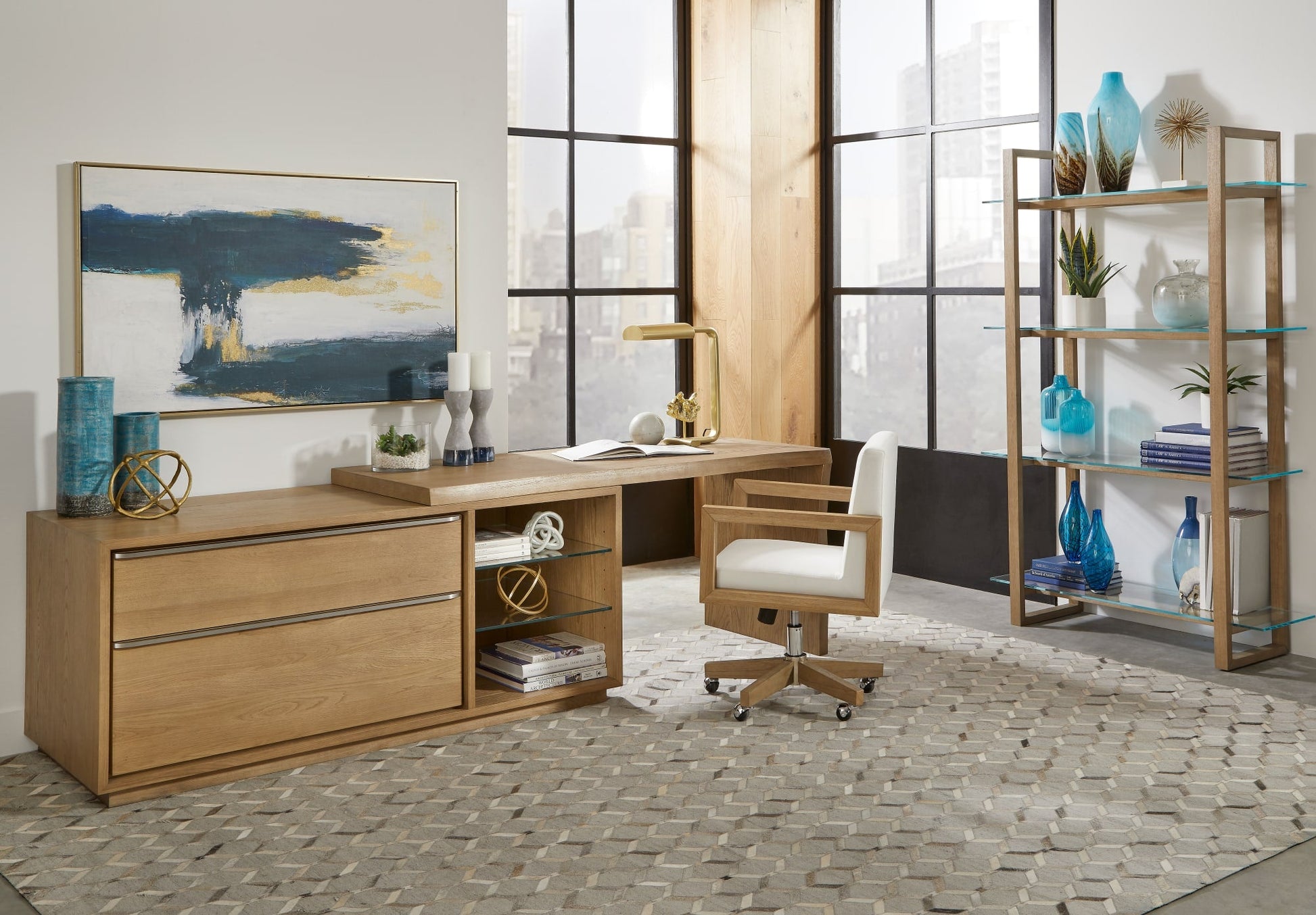 One White Oak/Glass Live Edge Executive Desk - Ornate Home