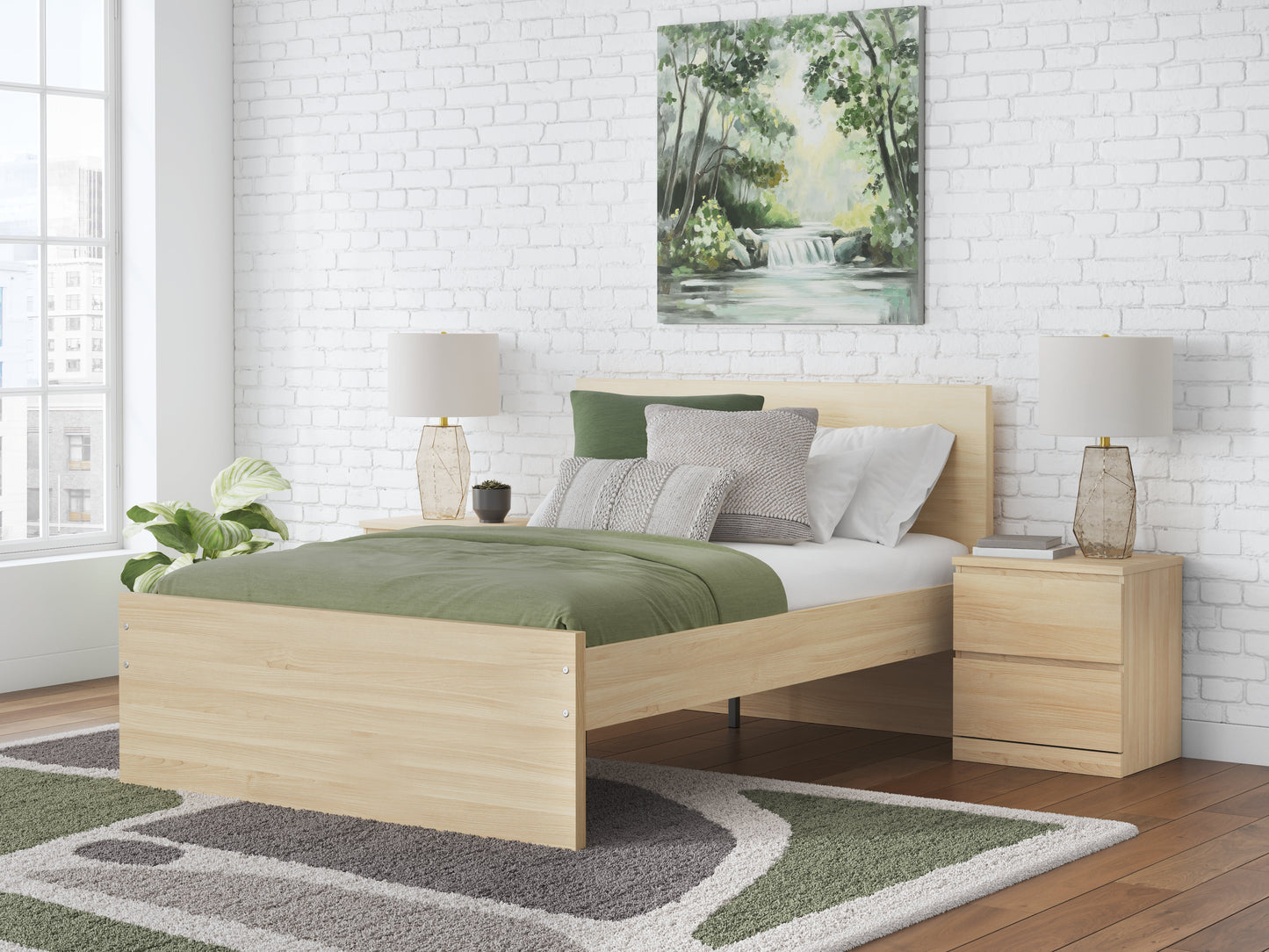 Onita Natural Full Panel Platform Bed- Viva Furn