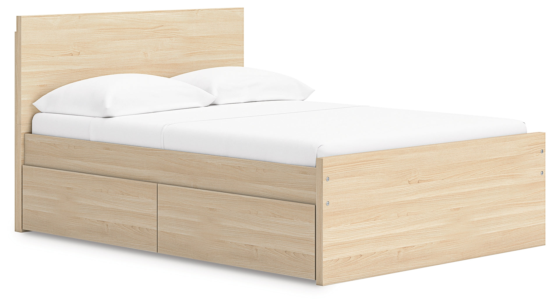 Onita Natural Full Panel Platform Bed with 1 Side Storage- Viva Furn