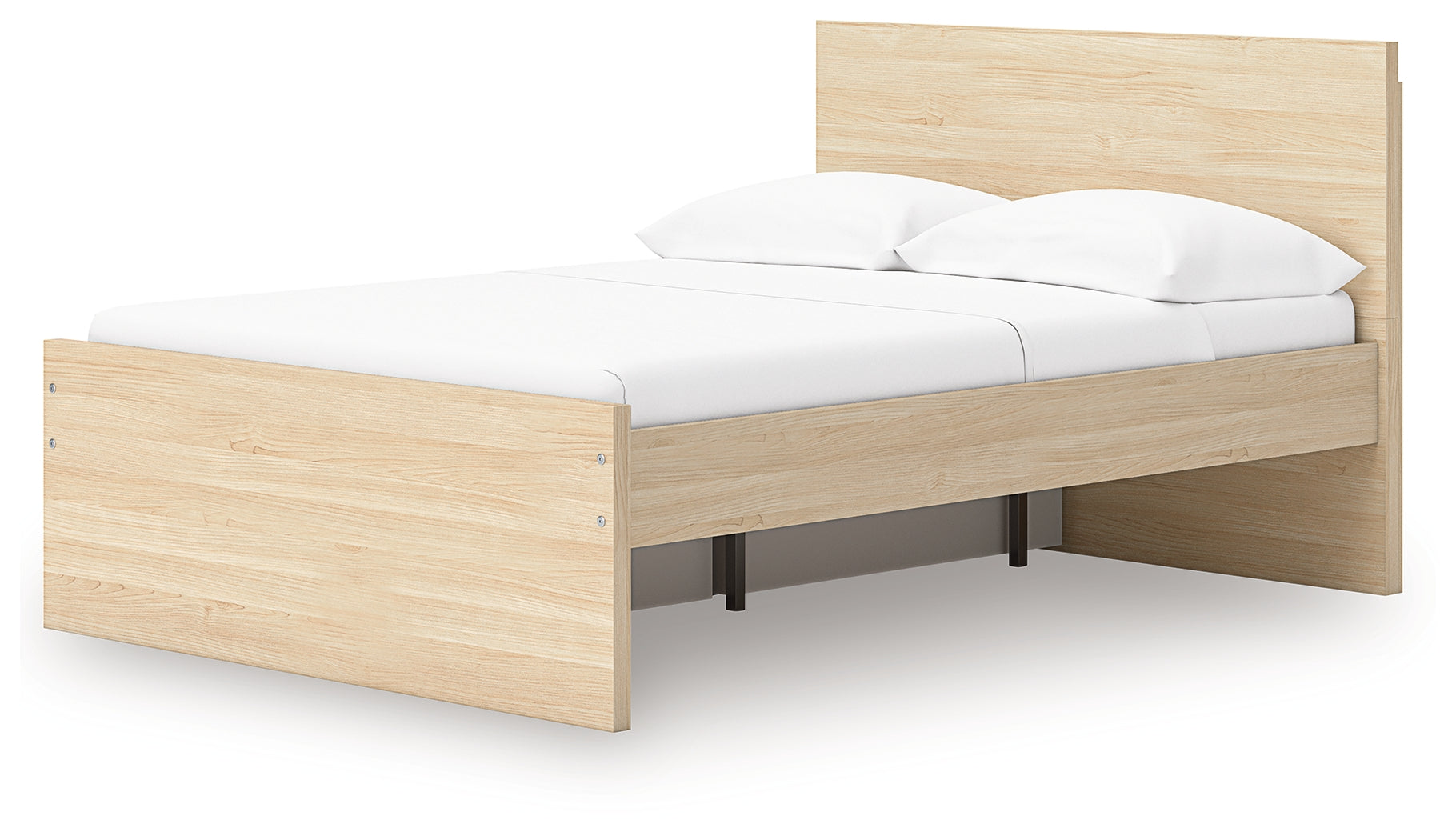 Onita Natural Full Panel Platform Bed with 1 Side Storage- Viva Furn
