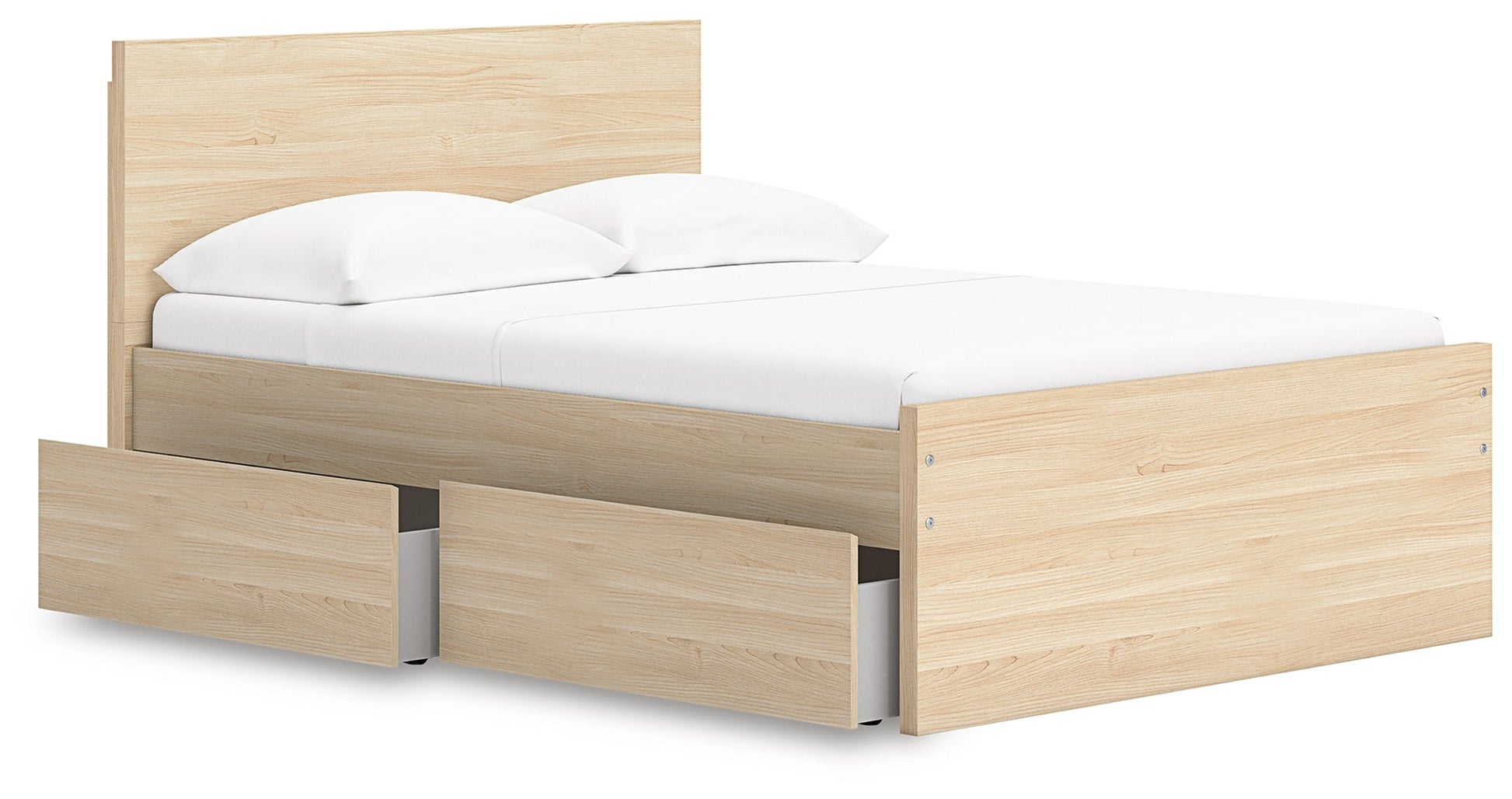 Onita Natural Full Panel Platform Bed with 1 Side Storage- Viva Furn