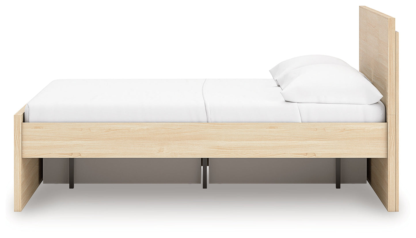 Onita Natural Full Panel Platform Bed with 1 Side Storage- Viva Furn