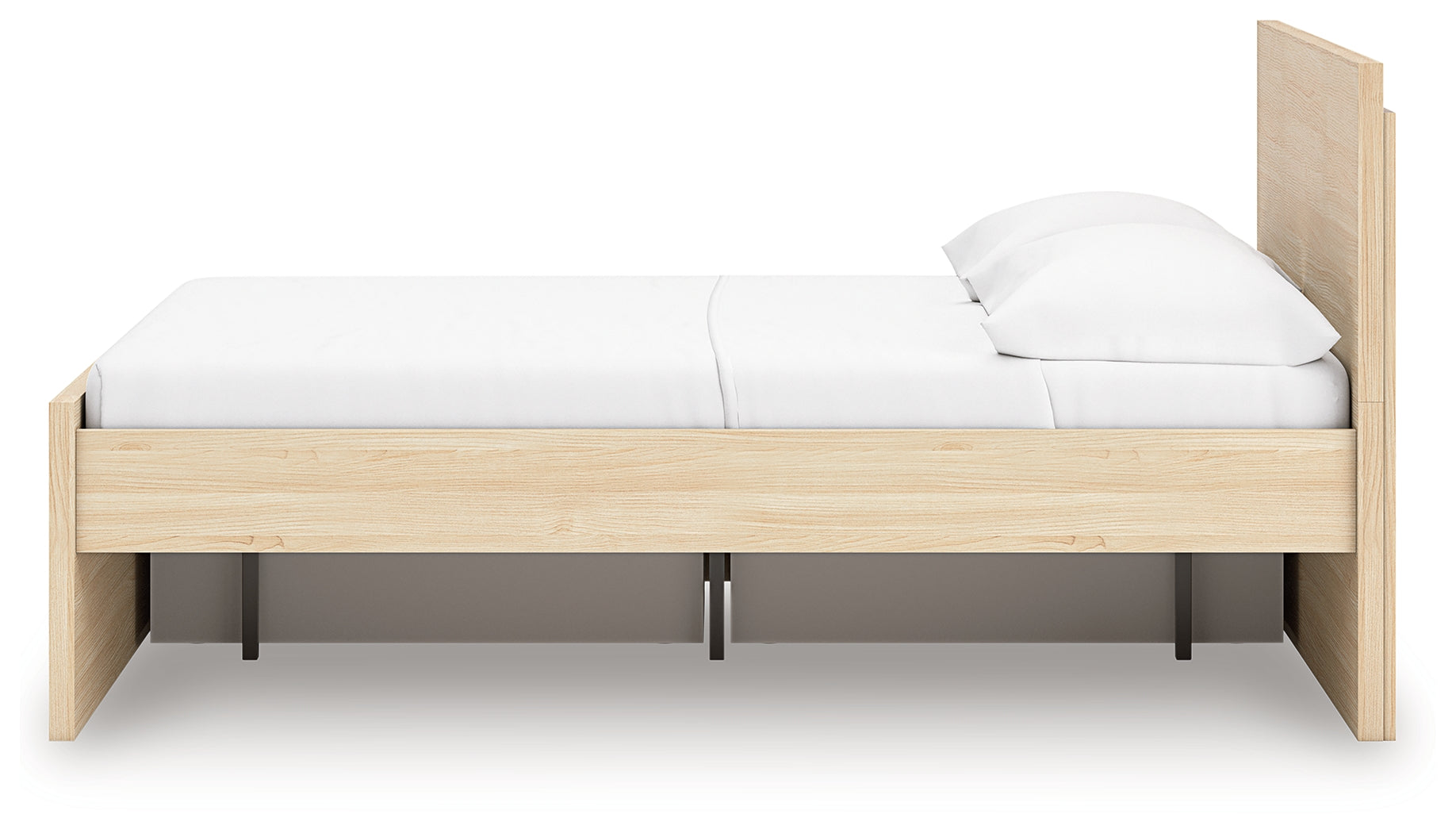 Onita Natural Full Panel Platform Bed with 1 Side Storage- Viva Furn