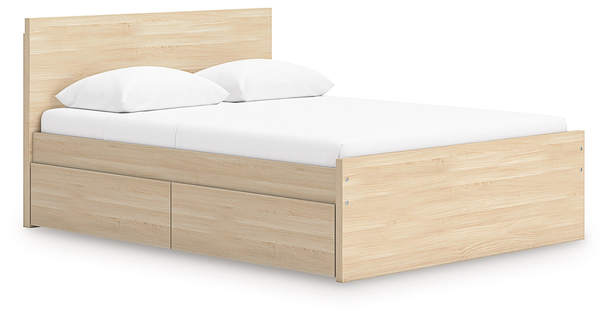 Onita Natural Full Panel Platform Bed with 2 Side Storage- Viva Furn