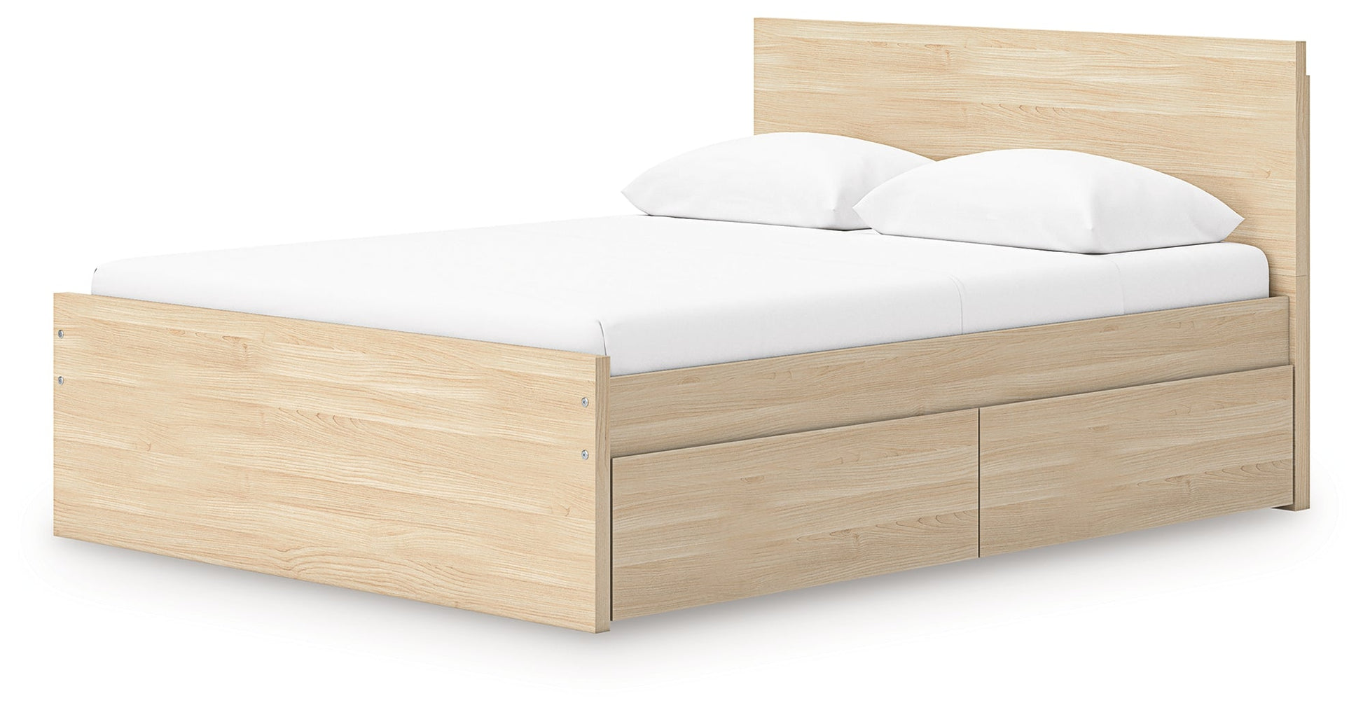 Onita Natural Full Panel Platform Bed with 2 Side Storage- Viva Furn