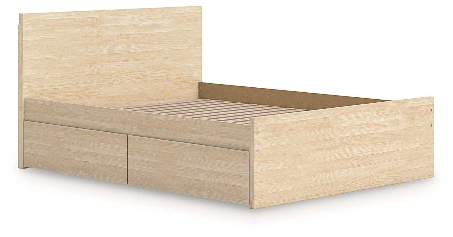 Onita Natural Full Panel Platform Bed with 2 Side Storage- Viva Furn