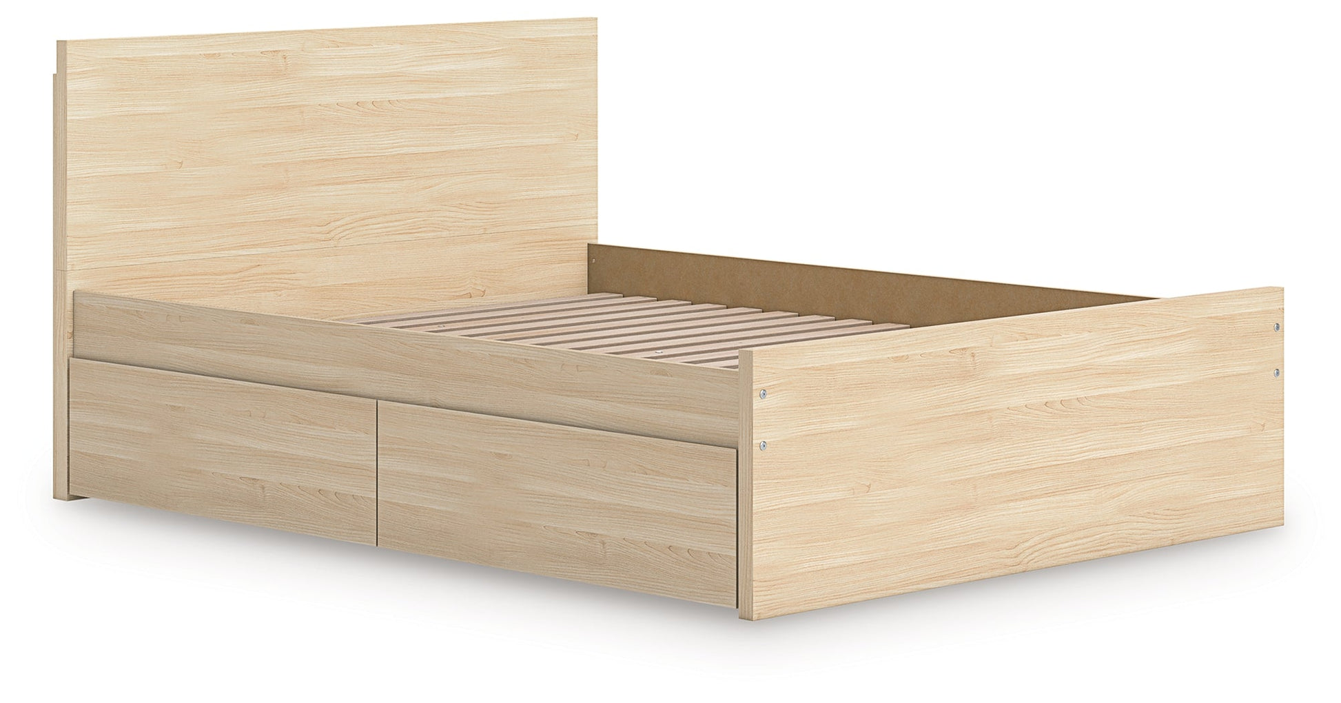 Onita Natural Full Panel Platform Bed with 2 Side Storage- Viva Furn