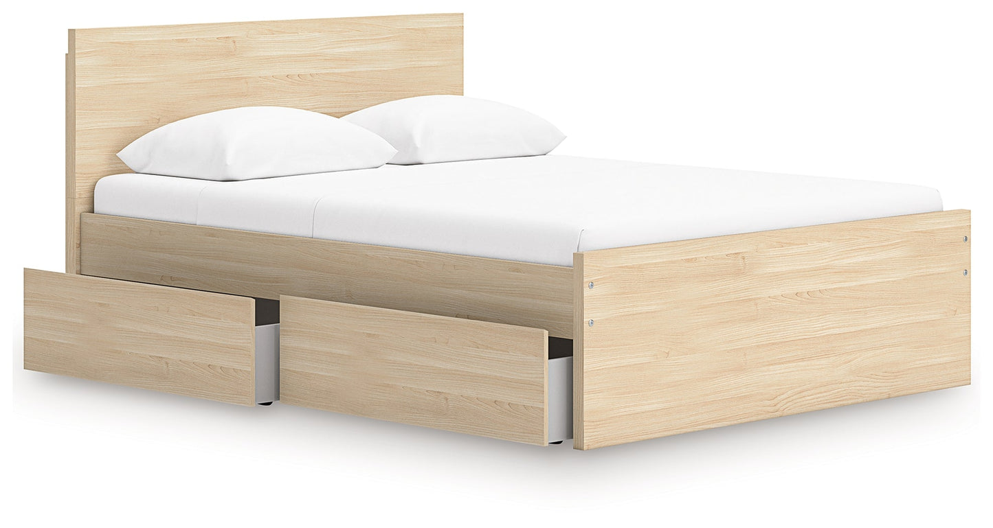 Onita Natural Full Panel Platform Bed with 2 Side Storage- Viva Furn