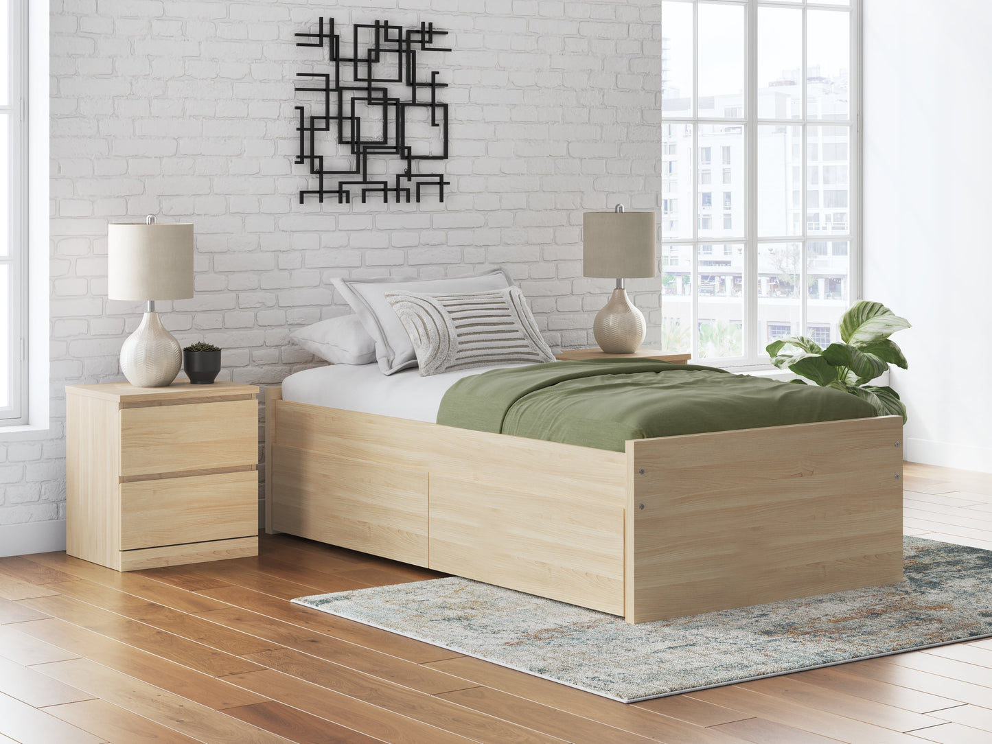 Onita Natural Full Platform Bed- Viva Furn