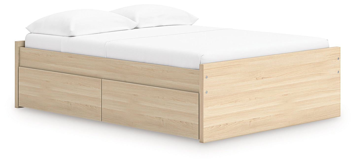 Onita Natural Full Platform Bed with 1 Side Storage- Viva Furn