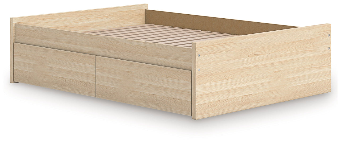 Onita Natural Full Platform Bed with 1 Side Storage- Viva Furn