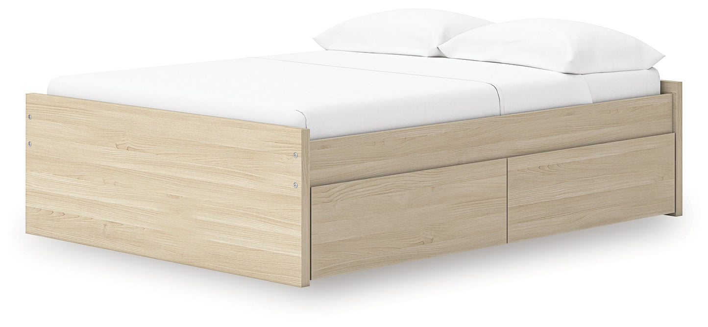 Onita Natural Full Platform Bed with 2 Side Storage- Viva Furn