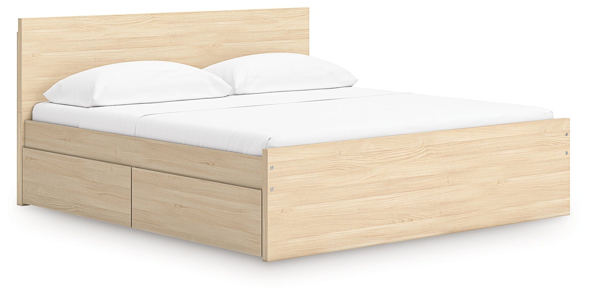 Onita Natural King Panel Platform Bed with 2 Side Storage- Viva Furn