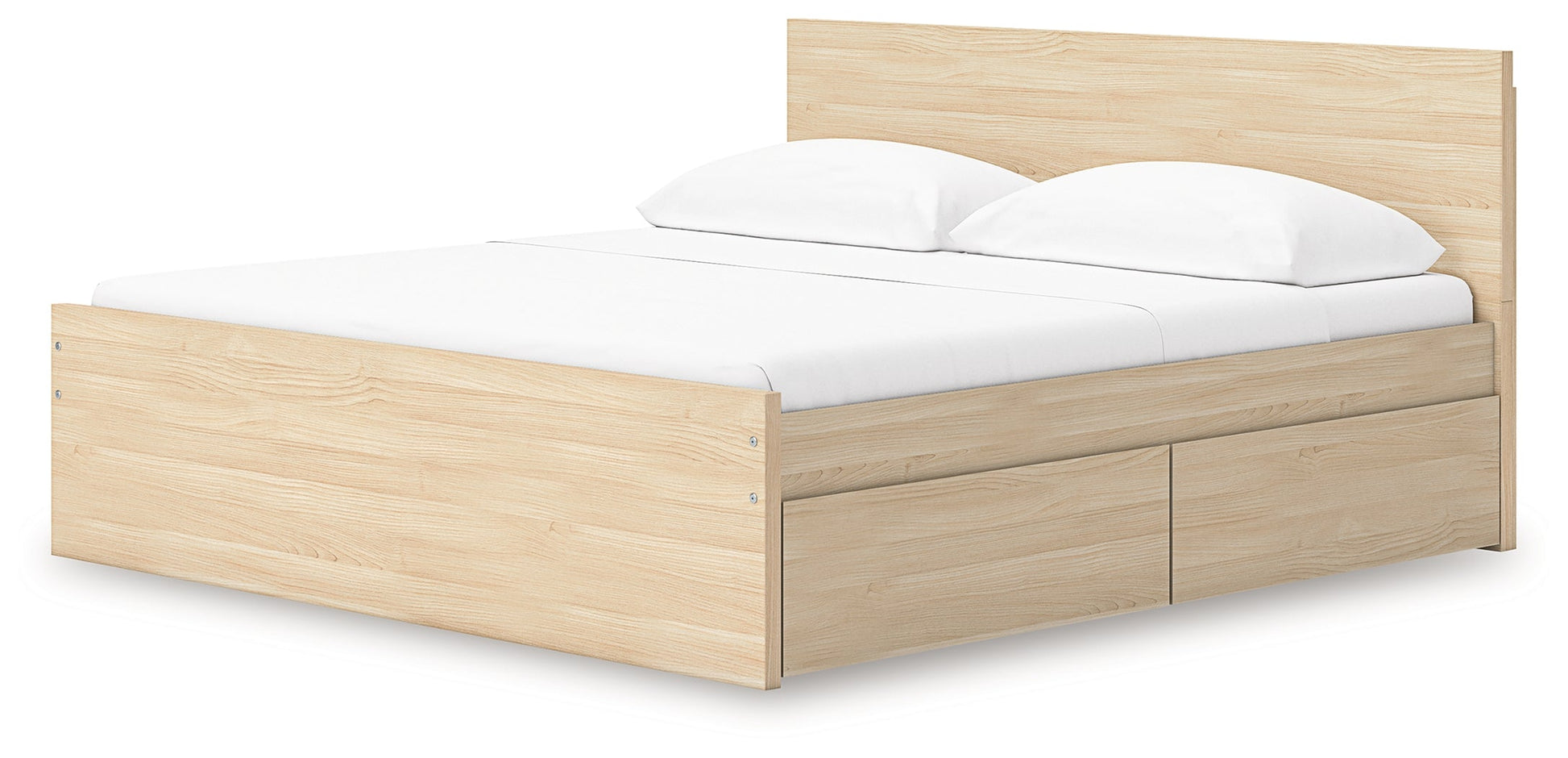 Onita Natural King Panel Platform Bed with 2 Side Storage- Viva Furn