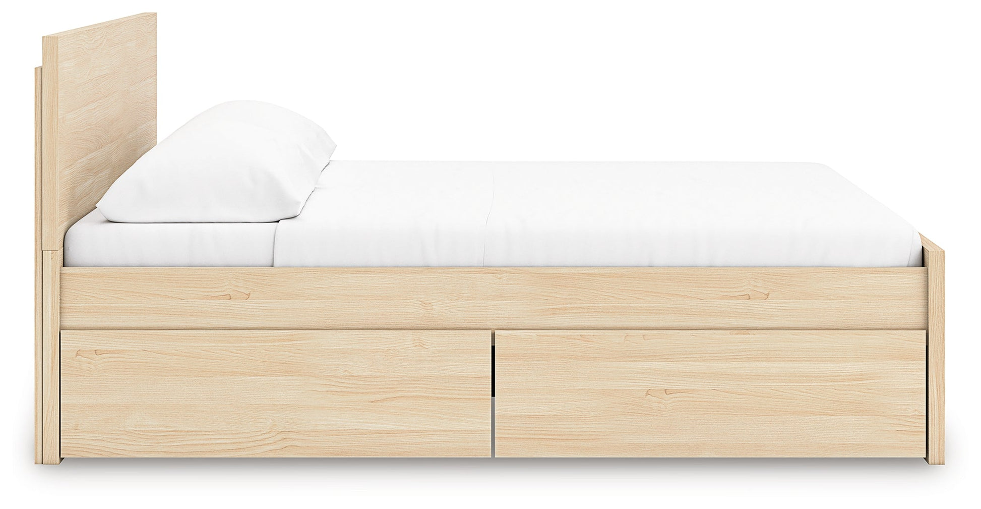 Onita Natural King Panel Platform Bed with 2 Side Storage- Viva Furn