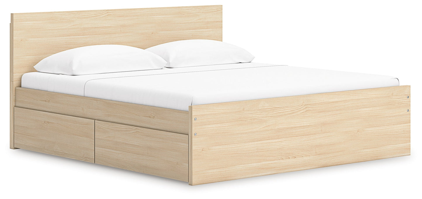 Onita Natural King Panel Platform Bed with Storage- Viva Furn