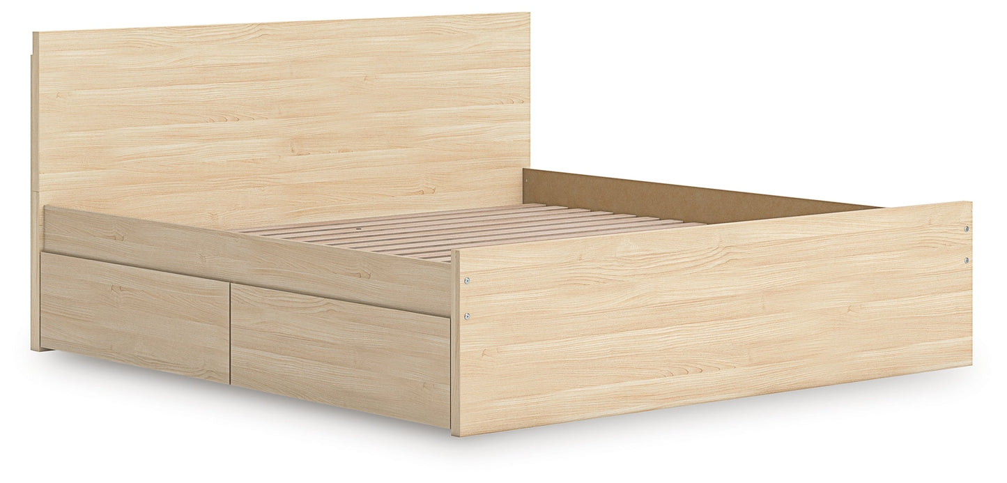 Onita Natural King Panel Platform Bed with Storage- Viva Furn